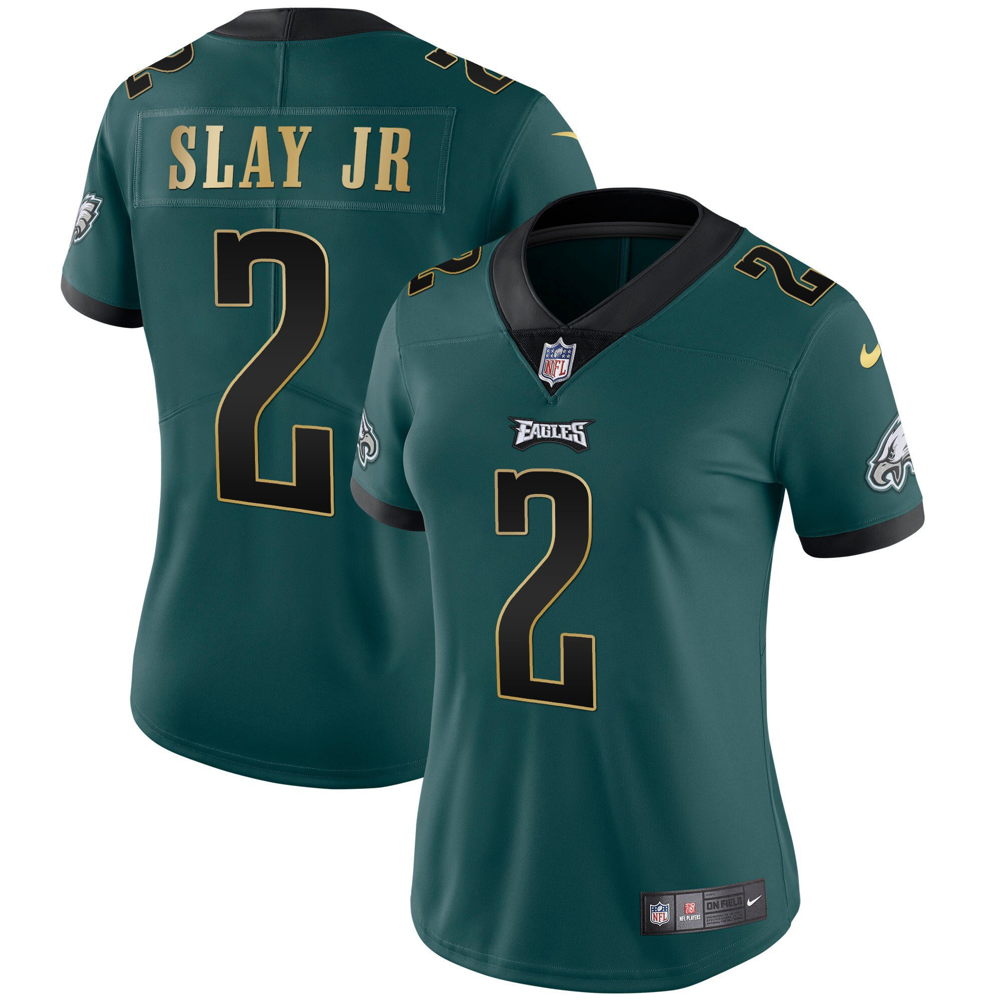 Darius Slay Jr. Women's Philadelphia Eagles Gold Trim Vapor Player Green Gold Trim Jersey - All Stitched
