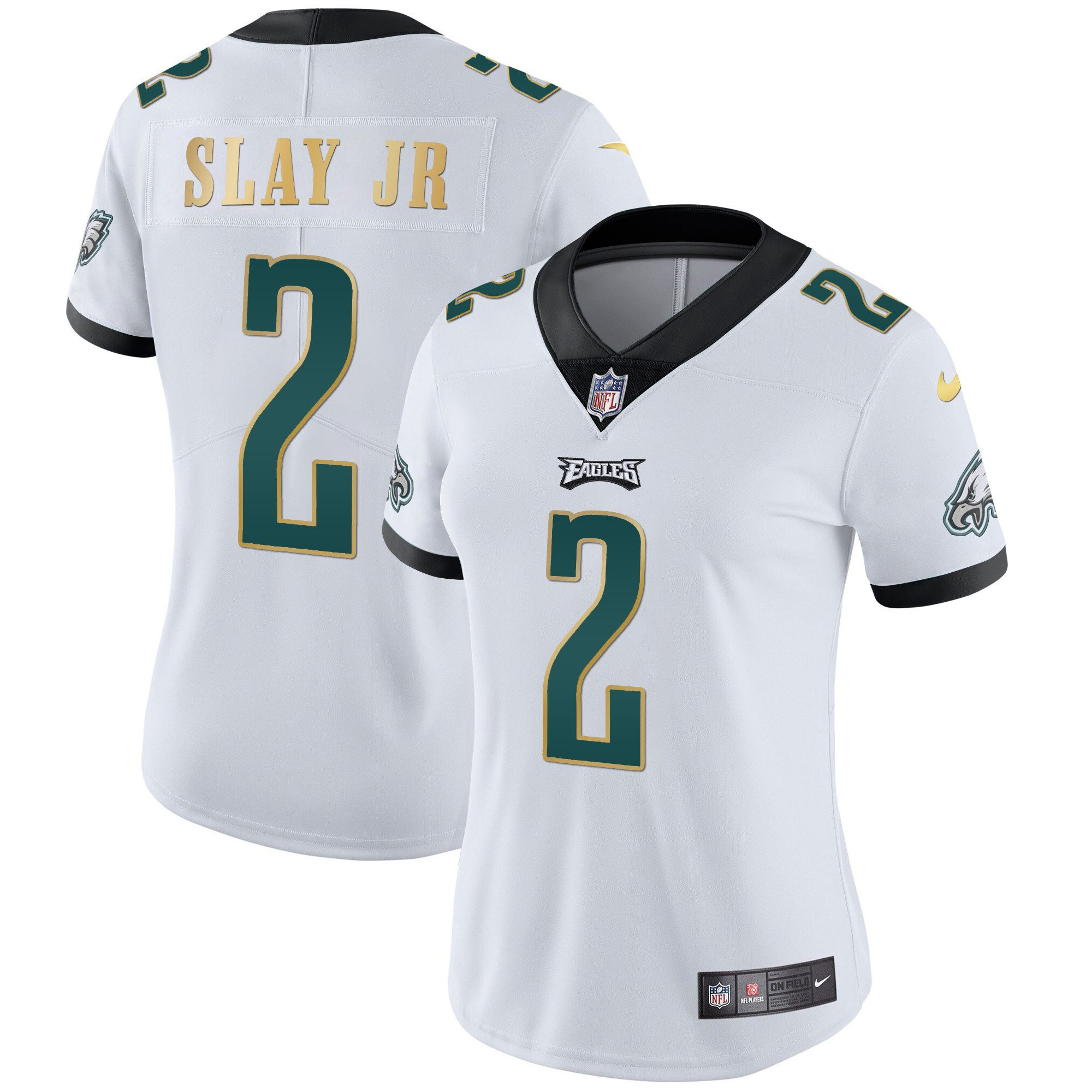 Darius Slay Jr. Women's Philadelphia Eagles Gold Trim Vapor Player White Gold Trim Jersey - All Stitched