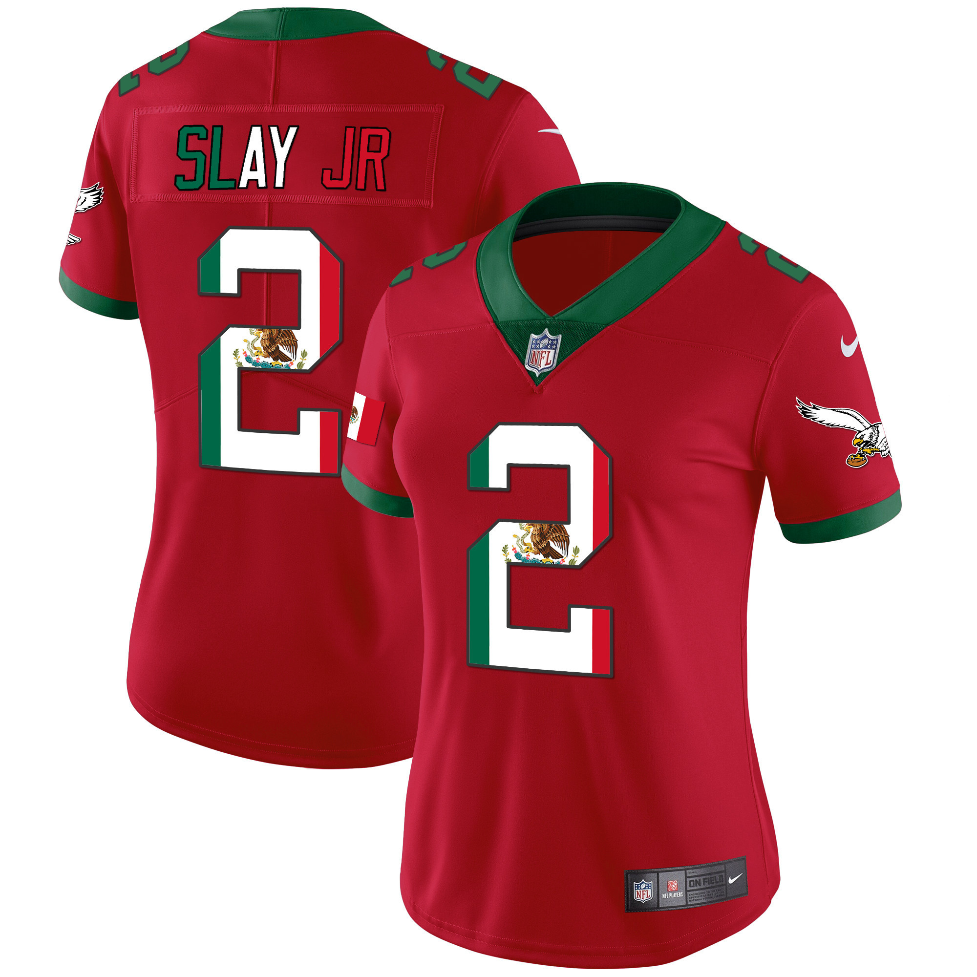 Darius Slay Jr. Women's Philadelphia Eagles Mexico Gold & Kelly Vapor Red Jersey - All Stitched