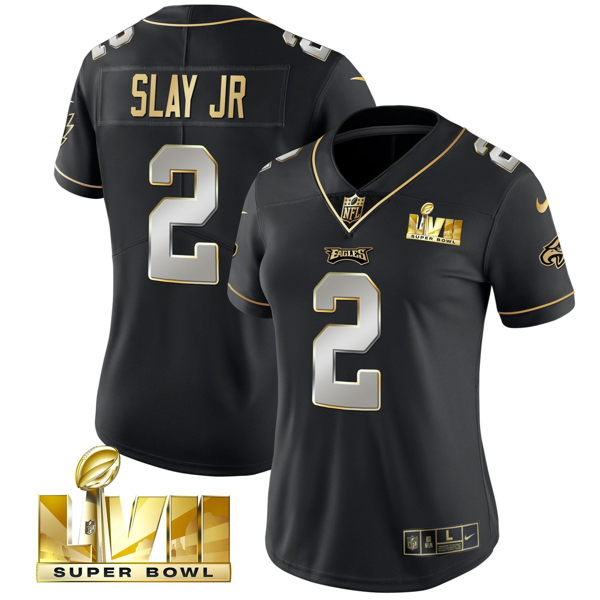 Darius Slay Jr. Women's Philadelphia Eagles Super Bowl LVII Gold Vapor Black Limited Jersey - All Stitched