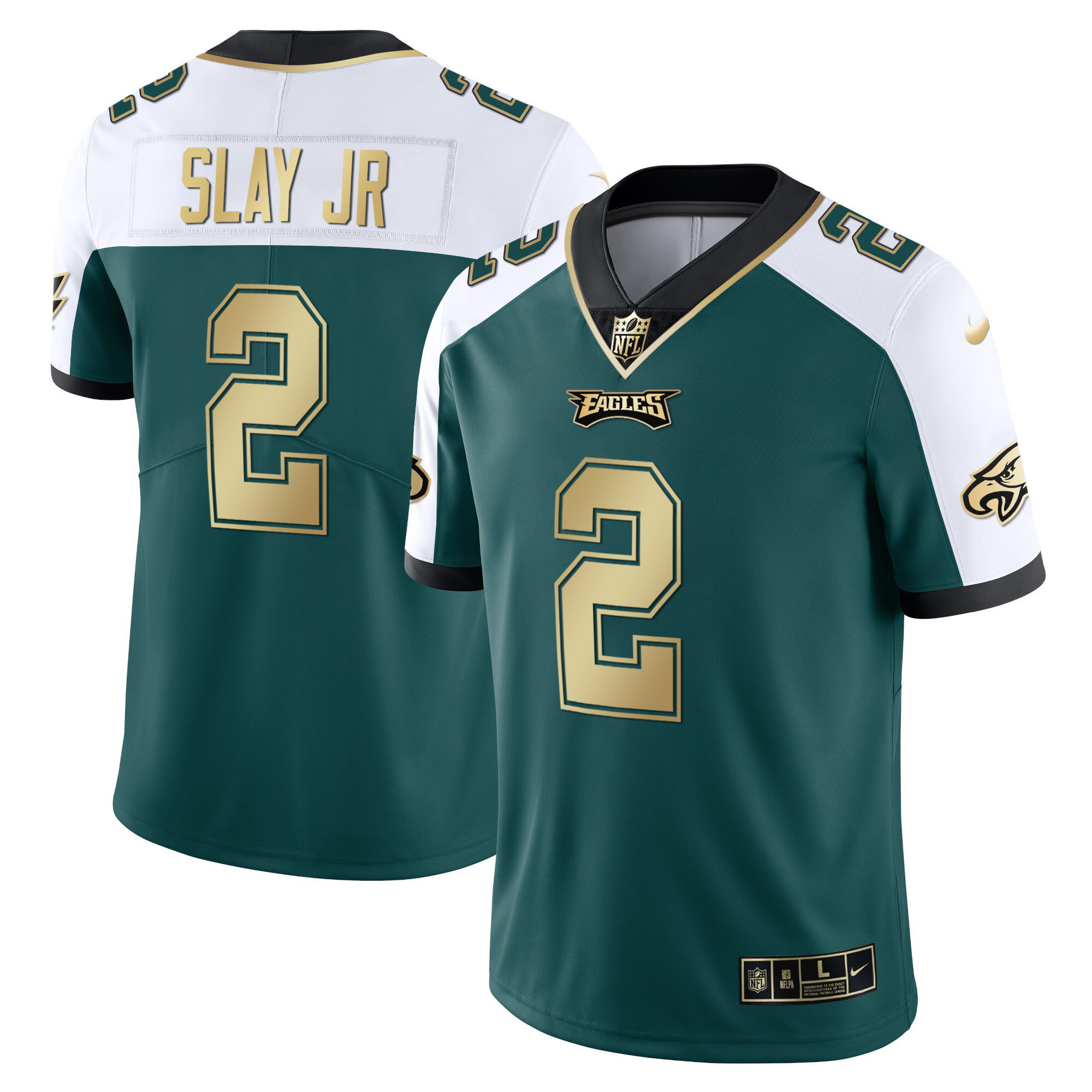 Darius Slay Jr. Youth's Philadelphia Eagles Gold & Split Vapor Alternate Green Jersey - All Stitched