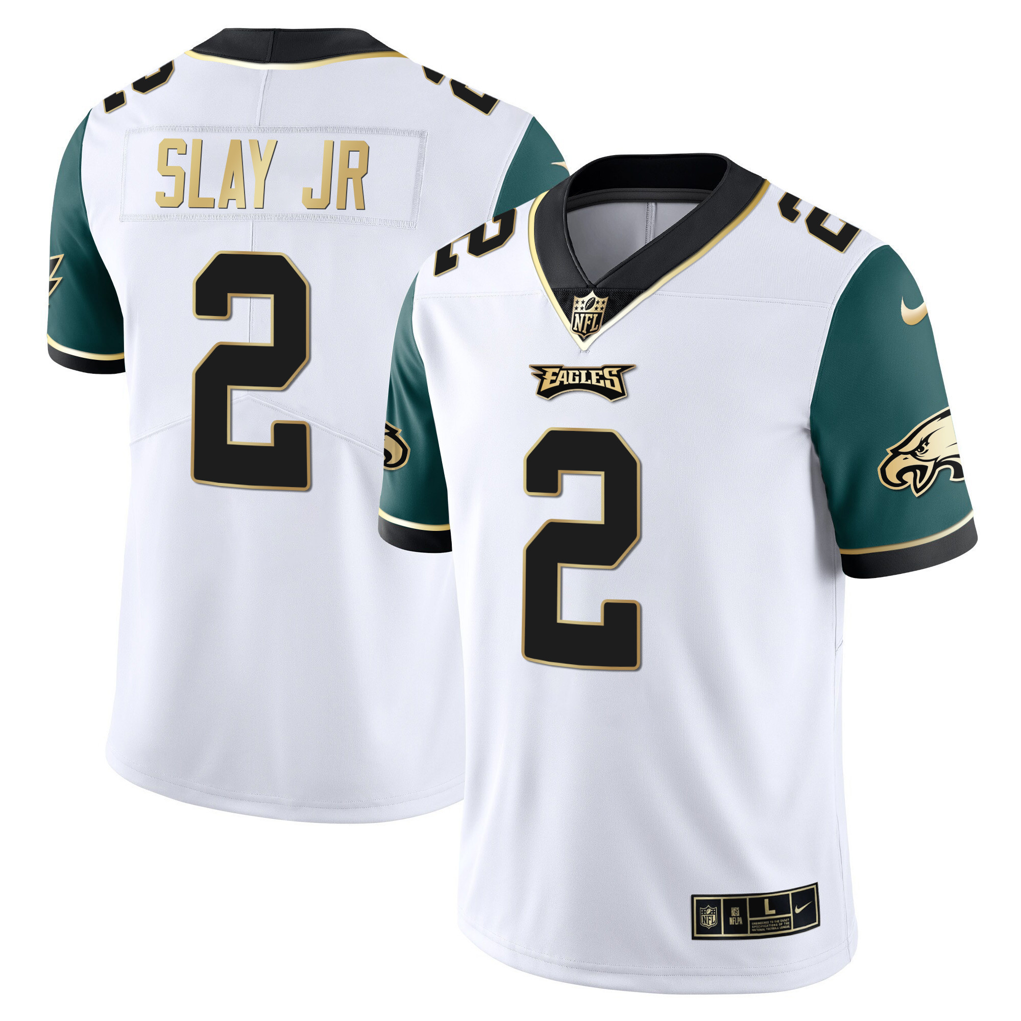 Darius Slay Jr. Youth's Philadelphia Eagles Gold & Split Vapor Midnight Green Sleeves Jersey - All Stitched