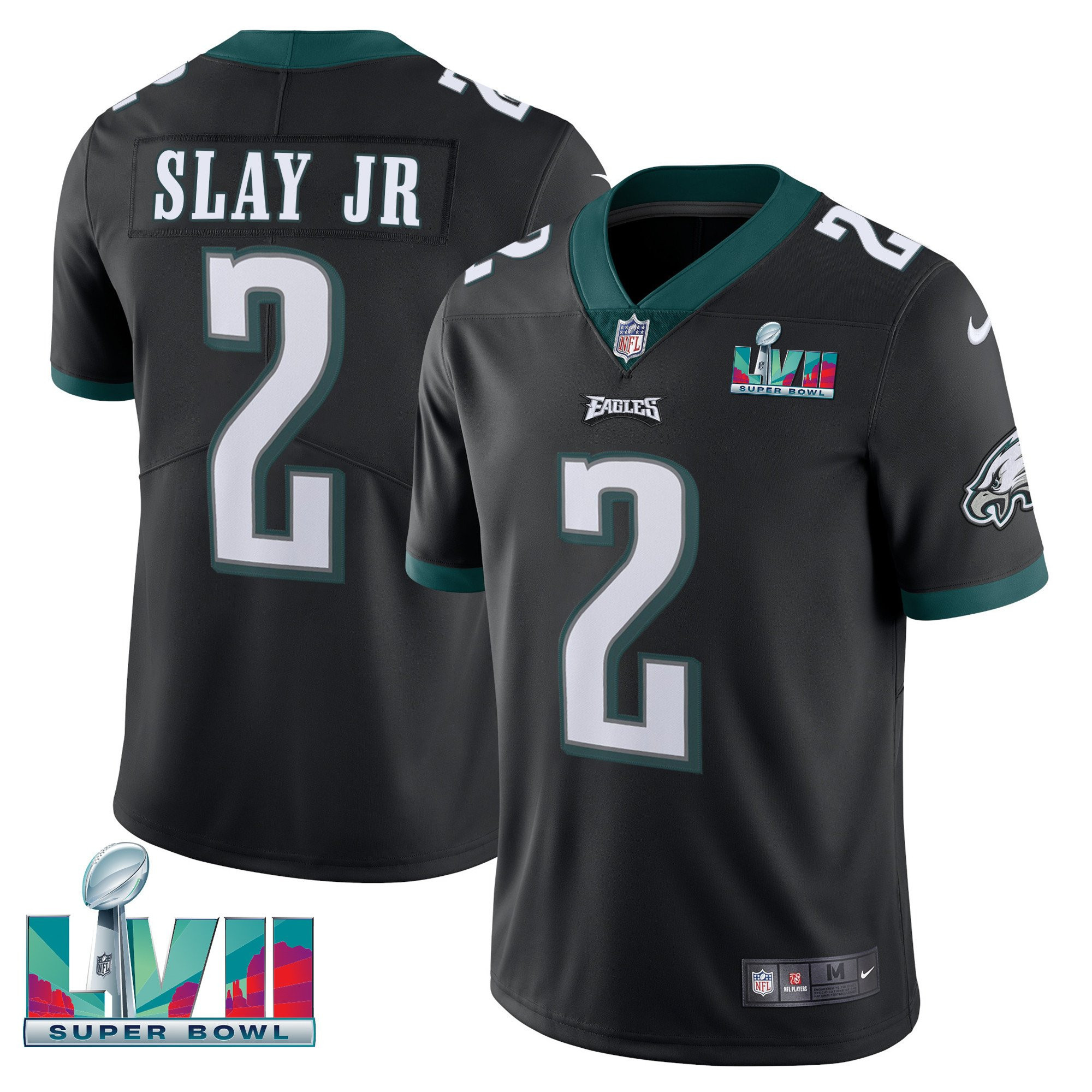 Darius Slay Jr. Youth's Philadelphia Eagles Super Bowl Patch Vapor Black Jersey - All Stitched
