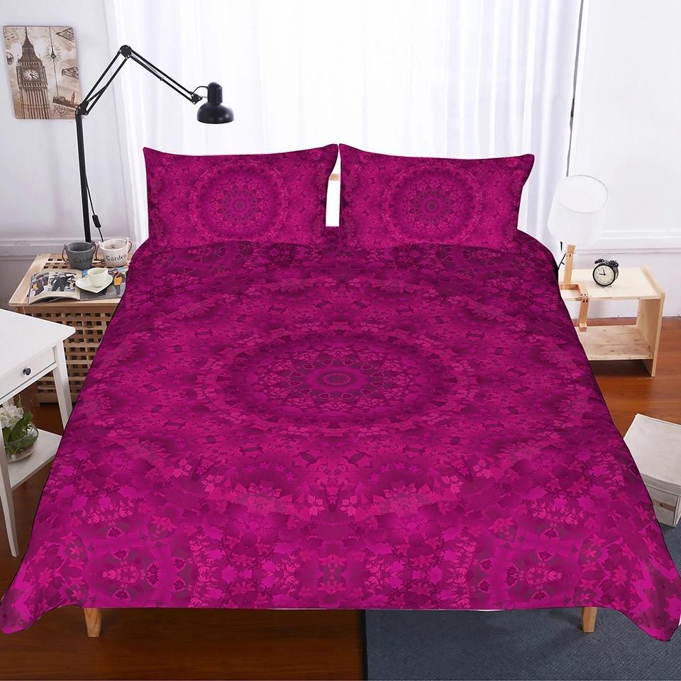 Dark Pink Mandala 3D Customized Duvet Cover Bedding Set
