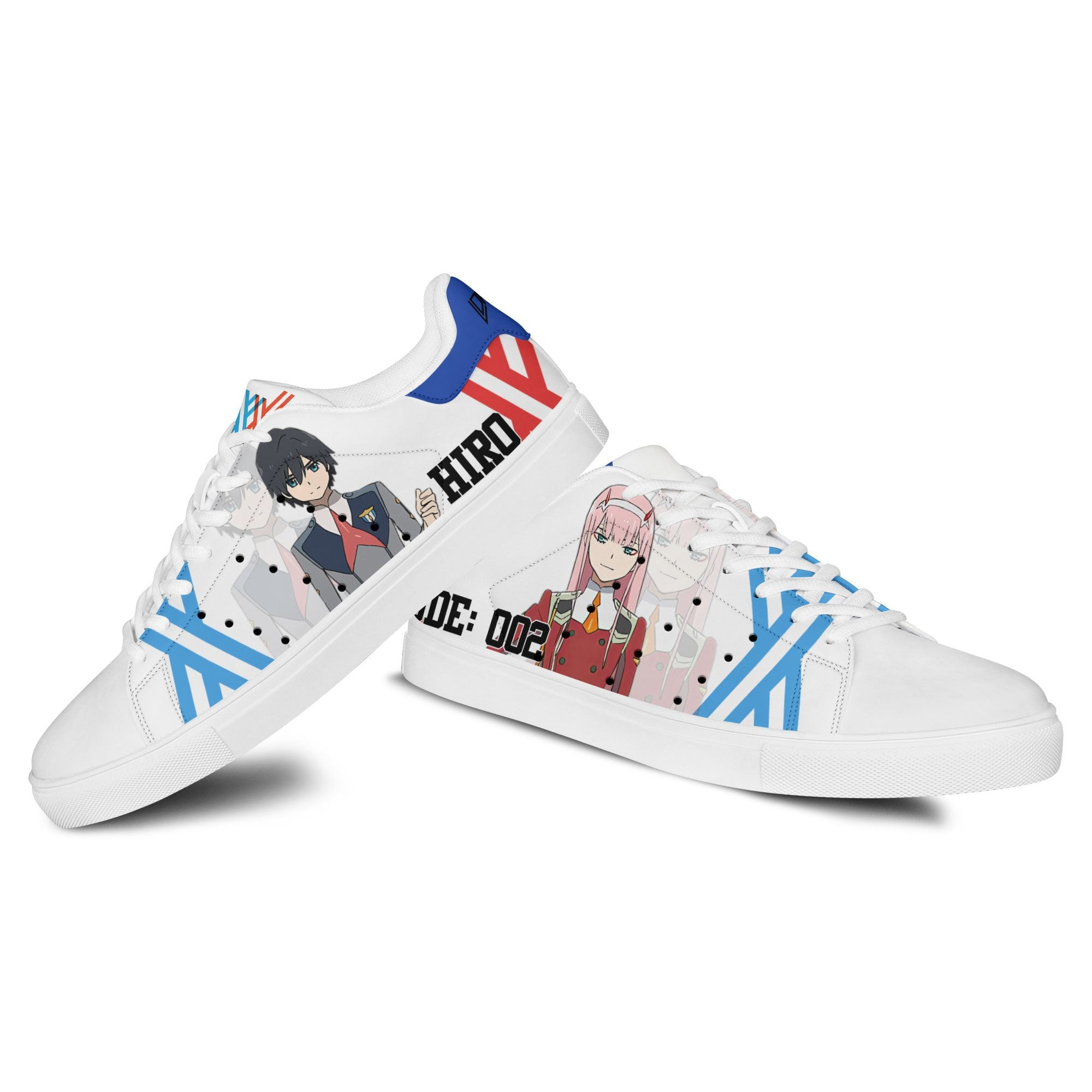 Darling in the Franxx Zero Two and Hiro Skate Sneakers Custom Anime Shoes