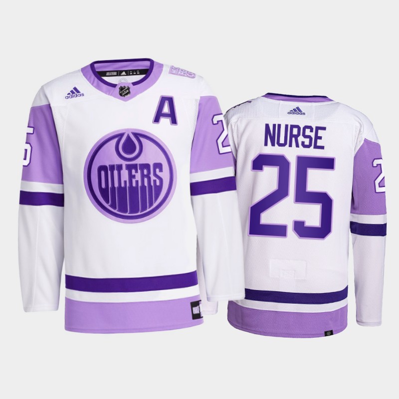 Darnell Nurse #25 Edmonton Oilers 2021 FightsCancer White Primegreen Jersey
