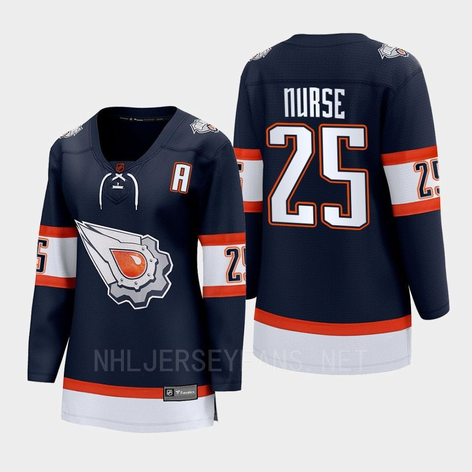 Darnell Nurse 25 Edmonton Oilers 2022 Special Edition 2.0 Women Breakaway Player Retro Stitched Jersey Navy