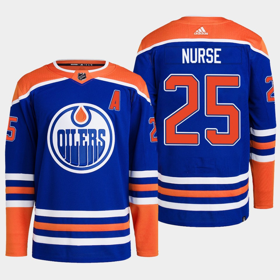 Darnell Nurse 25 Edmonton Oilers Blue Stitched Jersey 2022-23 Primegreen Home