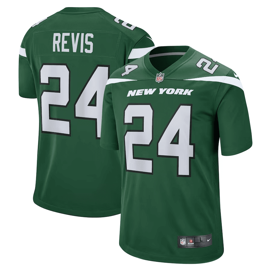 Darrelle Revis 24 New York Jets Men Retired Player Game Stitched Jersey – Green