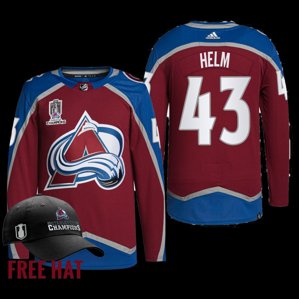 Darren Helm Colorado Avalanche 2022 Stanley Cup Champions Jersey Burgundy #43 Free Hat Uniform