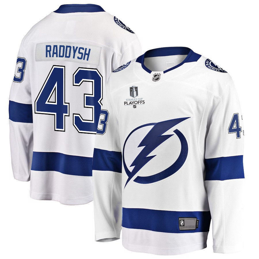Darren Raddysh 43 Tampa Bay Lightning Stanley Cup 2023 Playoffs Patch Away Breakaway Men Stitched Jersey – White
