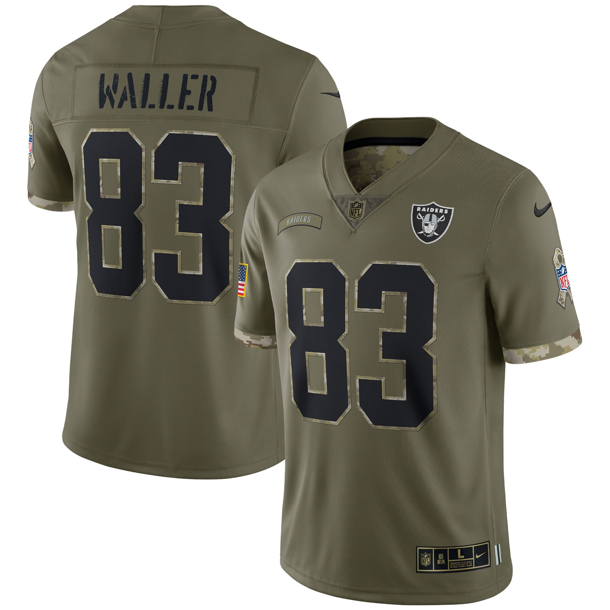 Darren Waller Las Vegas Raiders 2022 Salute To Service Retired Player Limited - Olive Jersey - All Stitched 