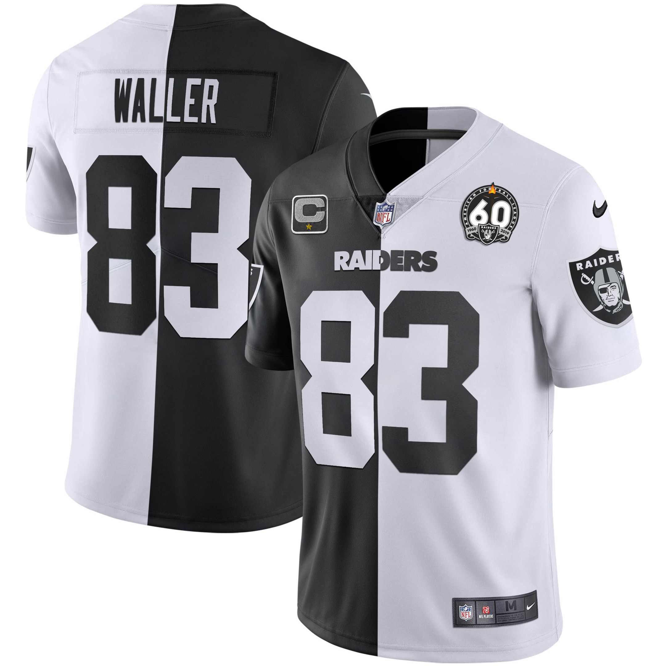 Darren Waller Men's Las Vegas Raiders 60th Season Patch Gold & Split Split Jersey - All Stitched 