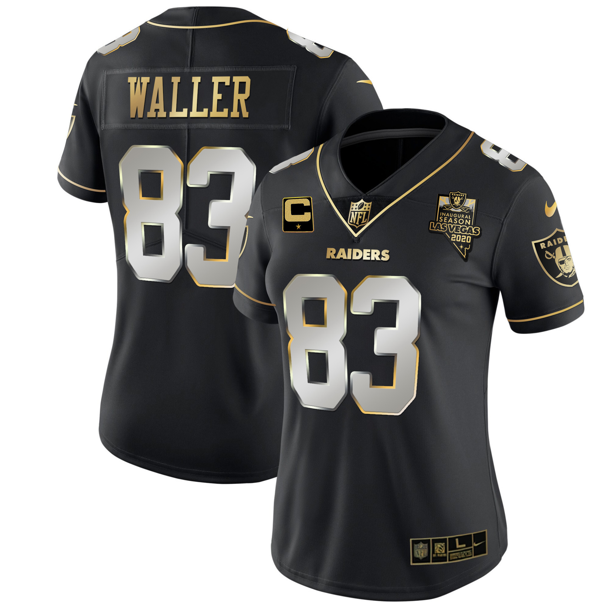 Darren Waller Women's Las Vegas Raiders Inaugural Season Patch Gold & Split Black Limited Jersey - All Stitched 