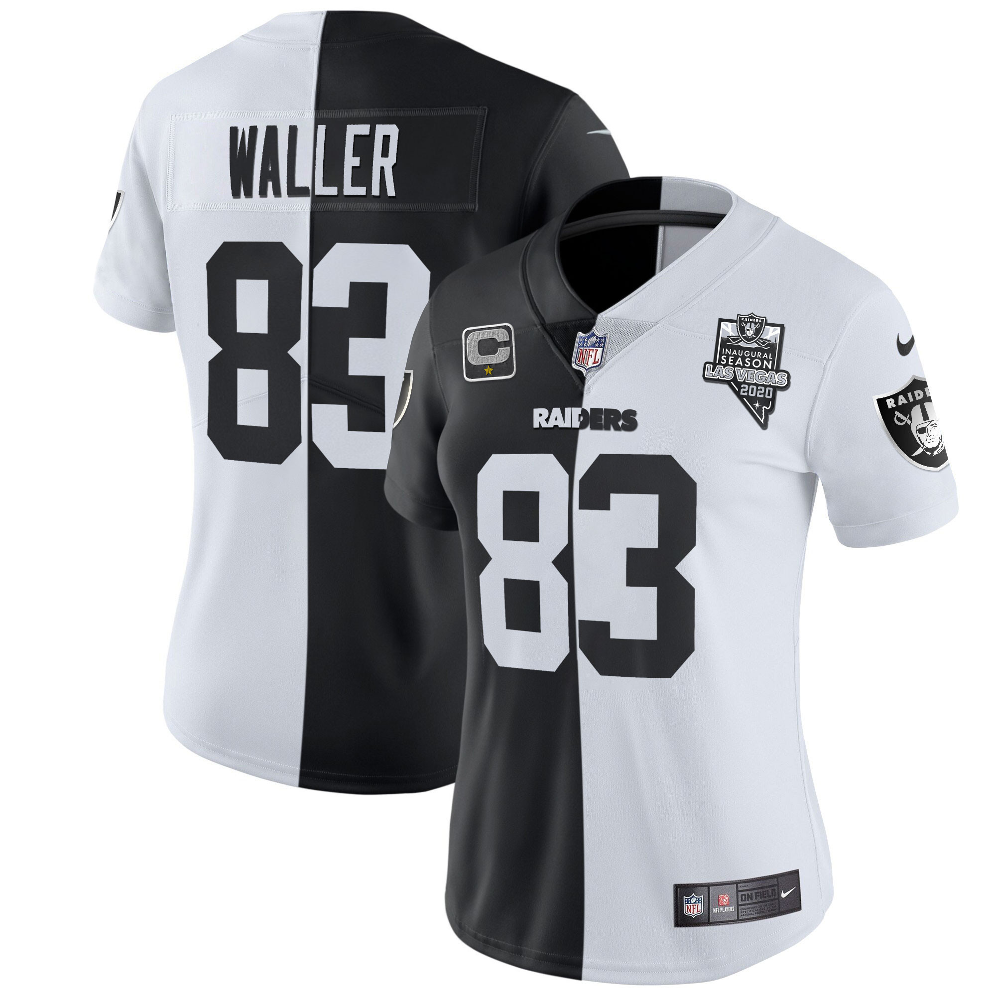 Darren Waller Women's Las Vegas Raiders Inaugural Season Patch Gold & Split Split Jersey - All Stitched 