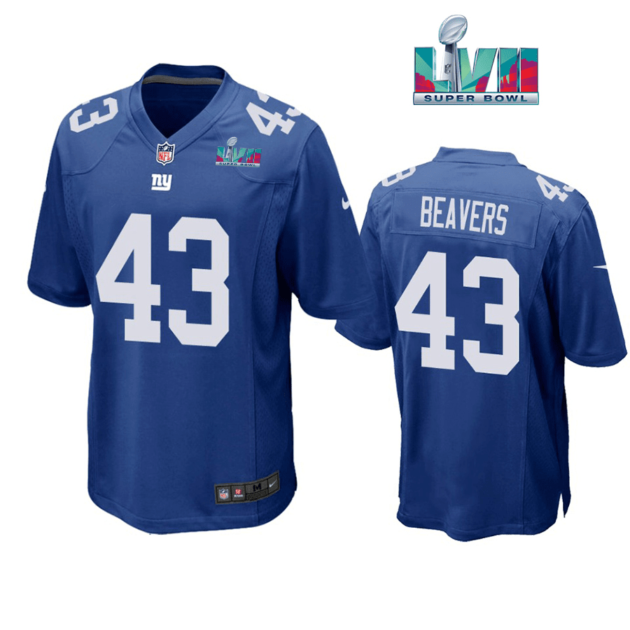 Darrian Beavers 43 New York Giants Super Bowl LVII Super Bowl LVII Royal Men Game Stitched Jersey
