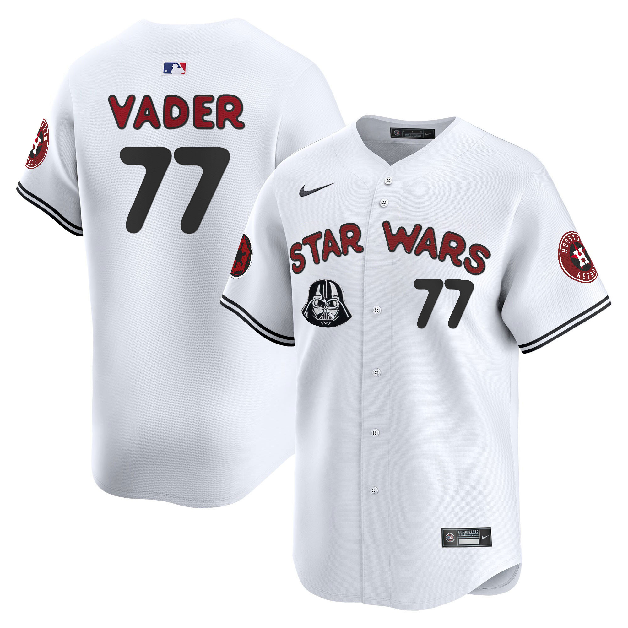 Darth Vader Men's Houston Astros SW Vapor Premier Limited White Jersey - All Stitched