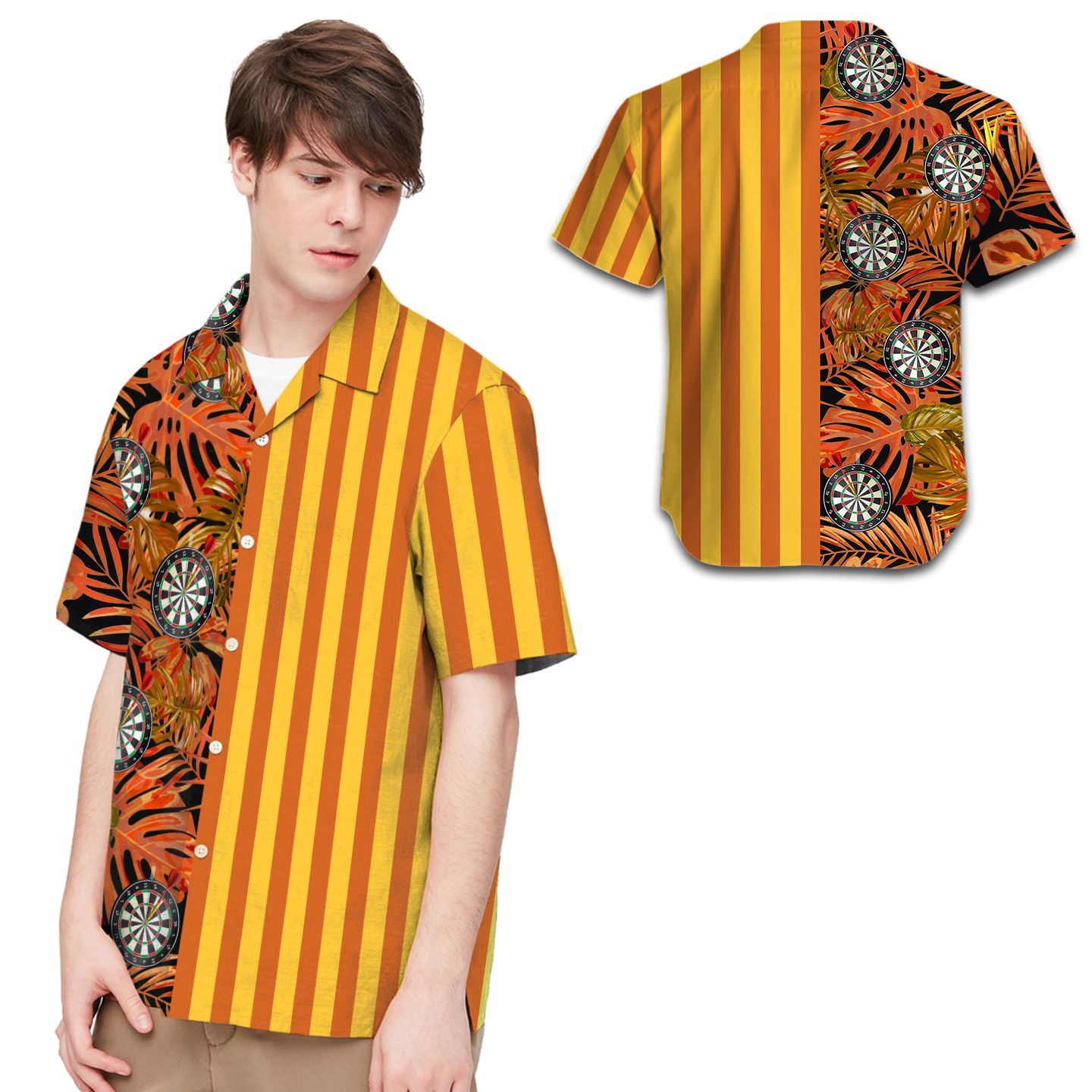Darts Tropical Leaves Men Hawaiian Shirt For Game Lovers In Daily Life