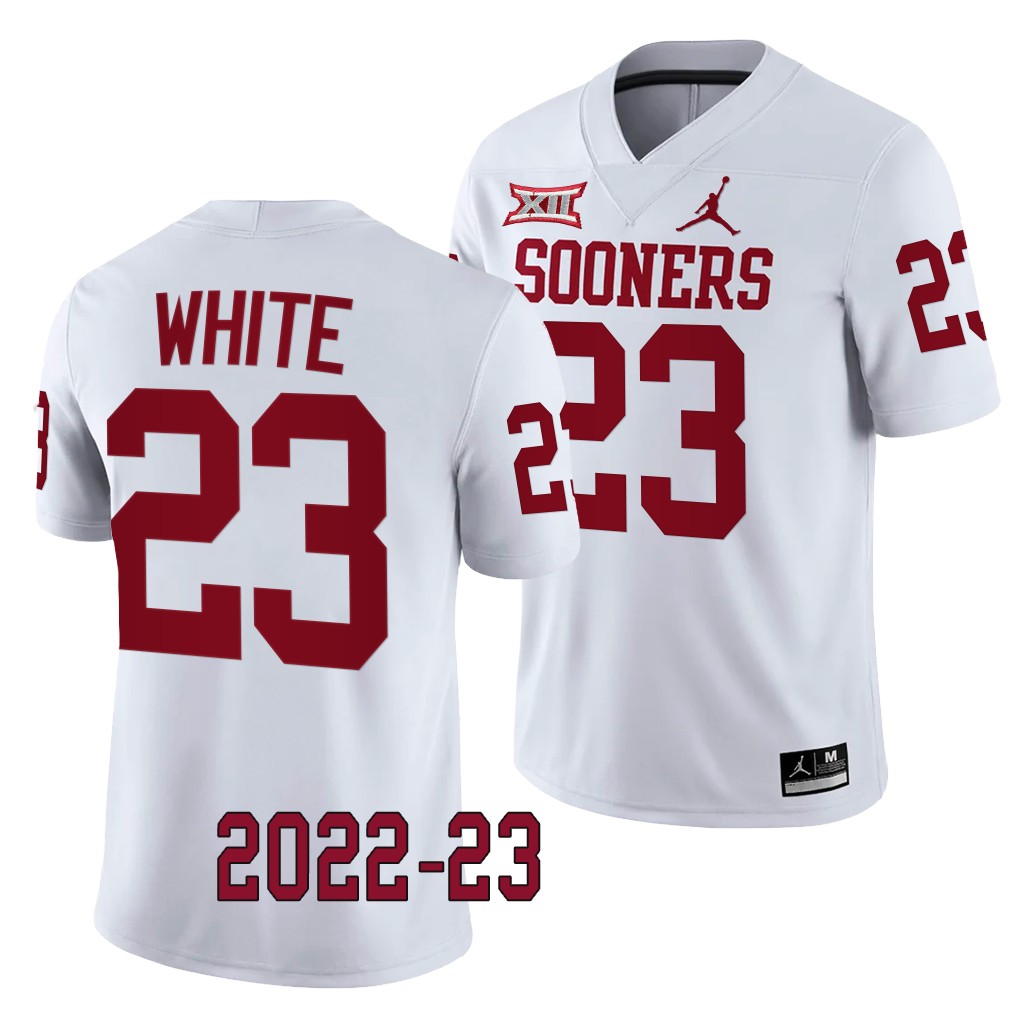 Dashaun White Oklahoma Sooners 2022-23 College Game Jersey Men's White #23 Uniform