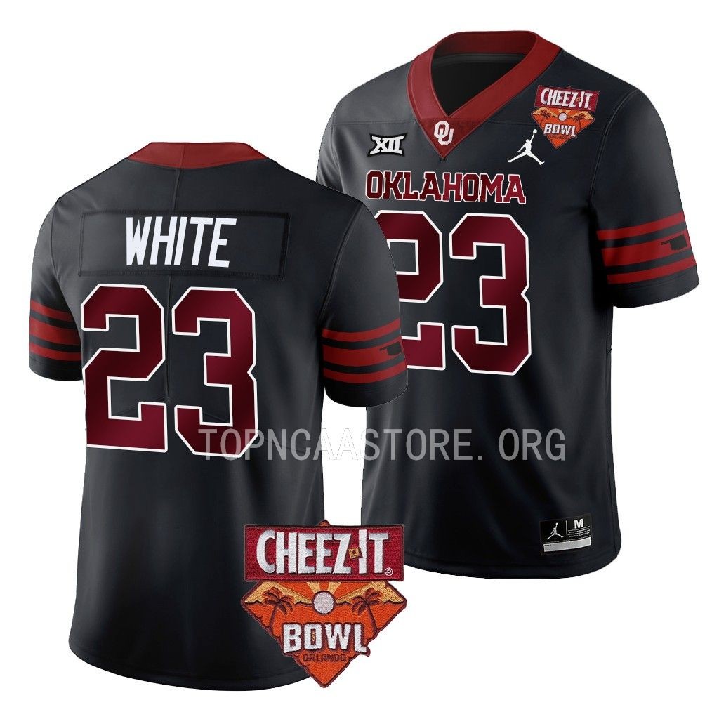 DaShaun White Oklahoma Sooners 2022 Cheez-It Bowl #23 Jersey Men's Black College Uniform