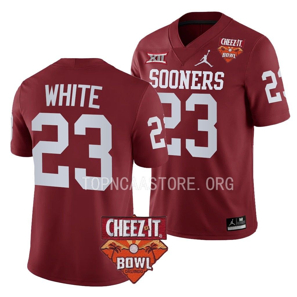 DaShaun White Oklahoma Sooners 2022 Cheez-It Bowl #23 Jersey Men's Crimson College Uniform