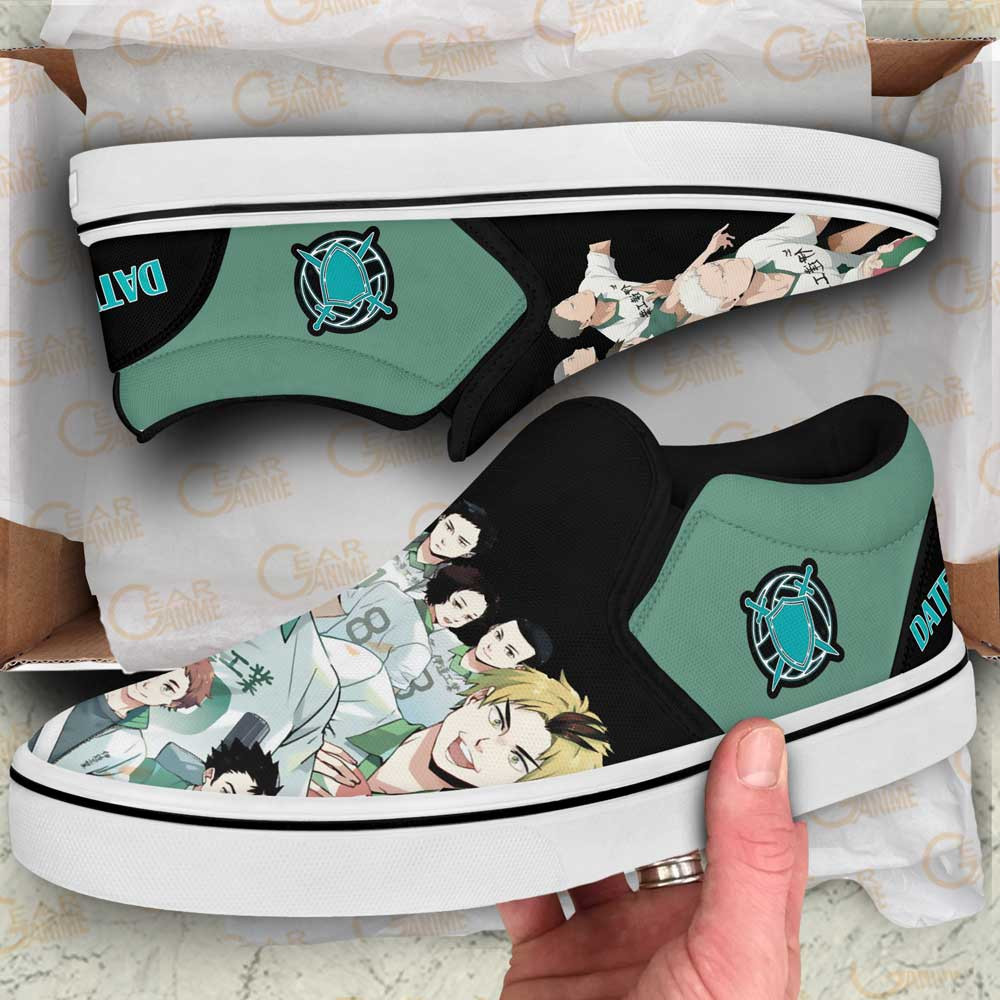 Date Tech High Slip-On Shoes Canvas Custom Anime Haikyuu Shoes