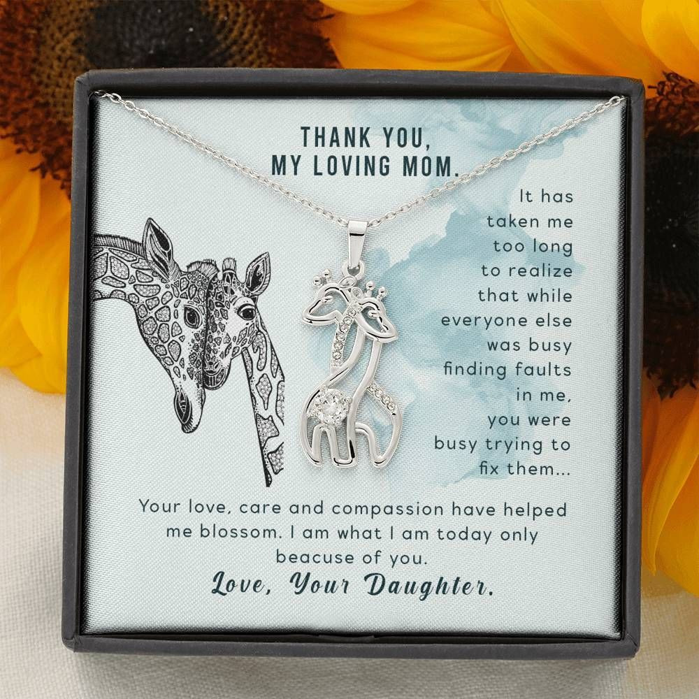 Daughter Gift For Mom Giraffe Couple Necklace I Am Today Only Because Of You