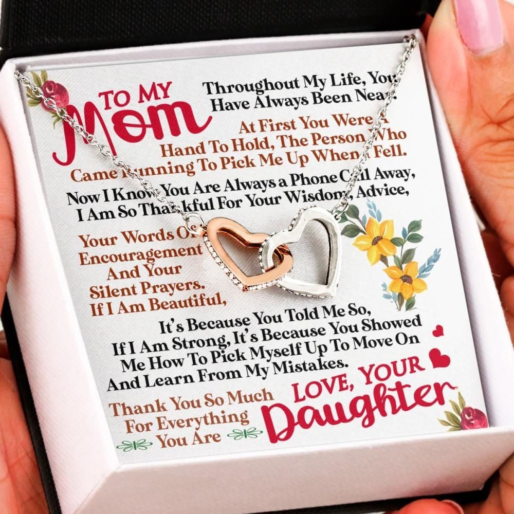 Daughter Gift For Mom Interlocking Hearts Necklace Thank You So Much