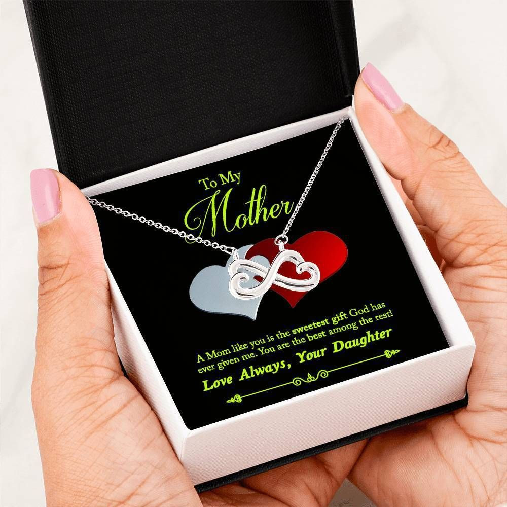 Daughter Gift For Mom Silver Infinity Heart Necklace Message Card Love Always