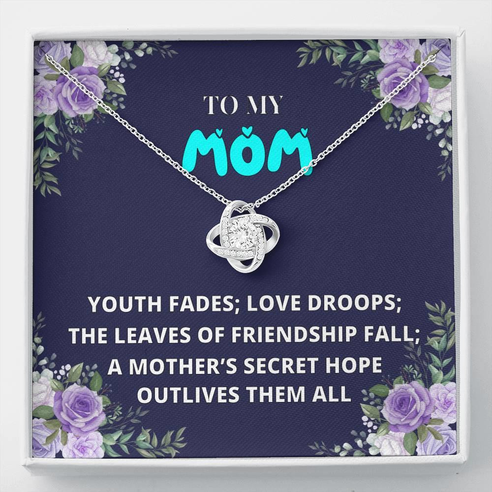 Daughter Gift For Mom The Leaves Of Friendship Fall 18K White Gold Love Knot Necklace