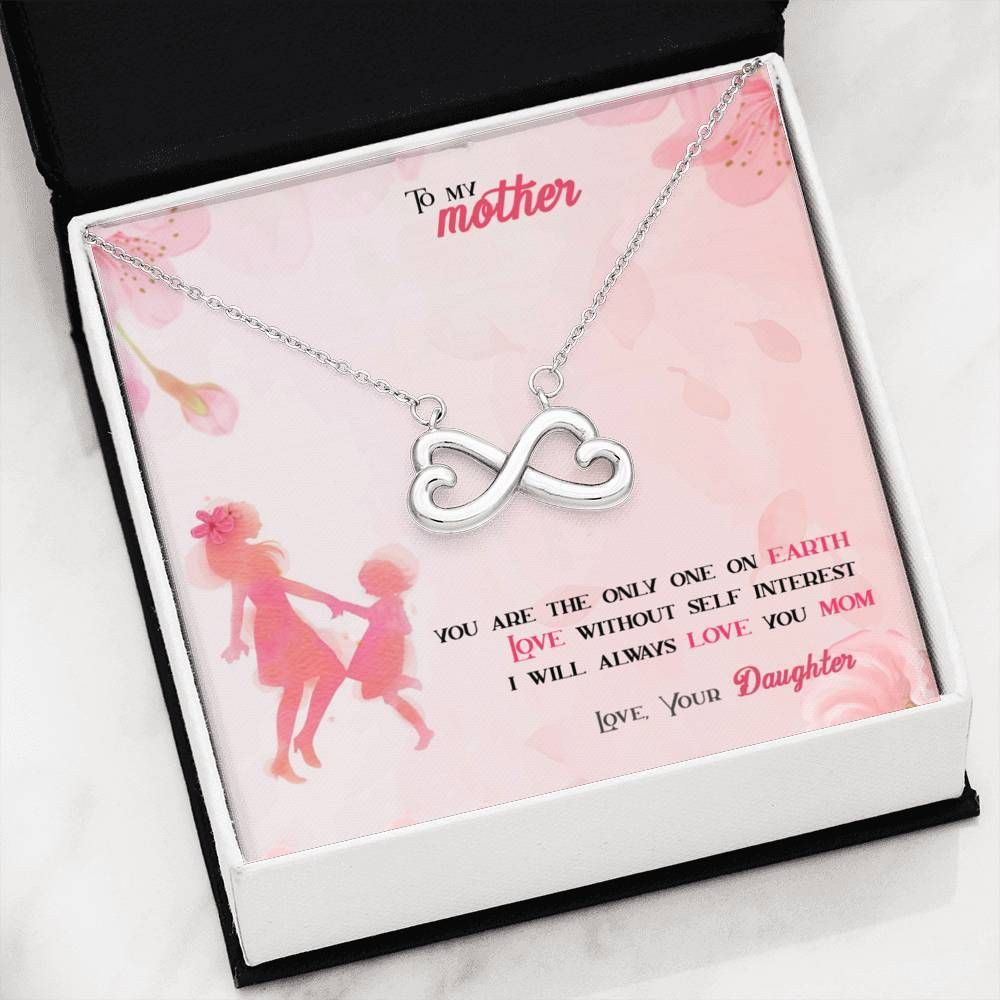 Daughter To Mom – Infinity Heart Necklace With On Demand Message Card