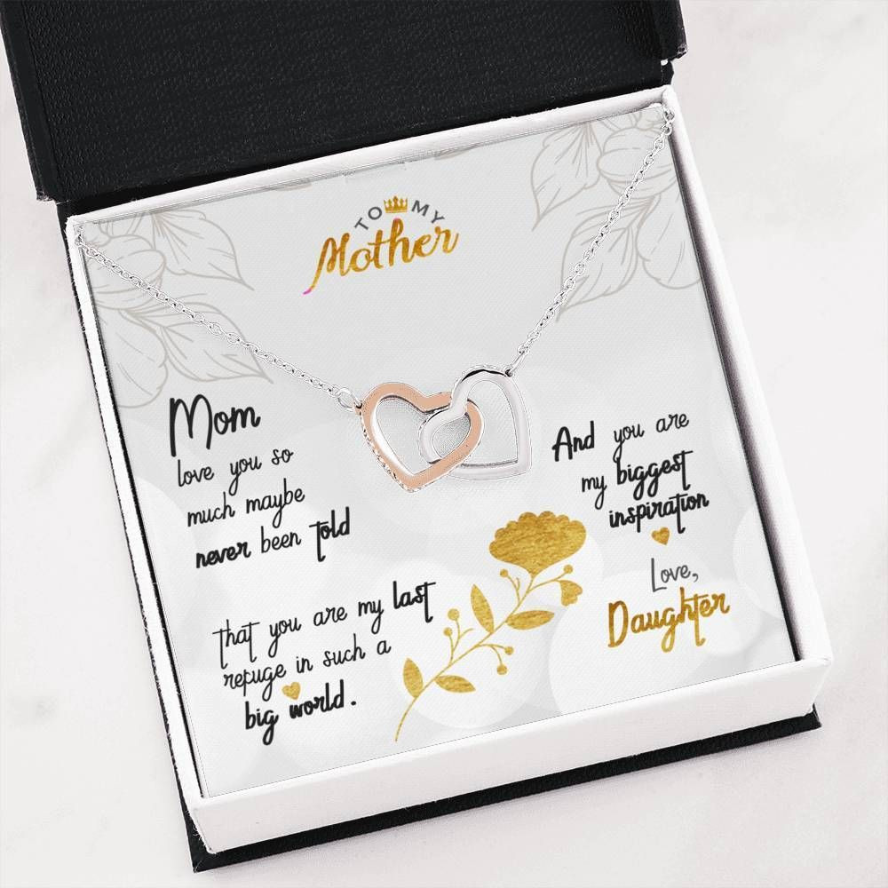 Daughter To Mom – Interlocking Hearts Necklace With On Demand Message Card
