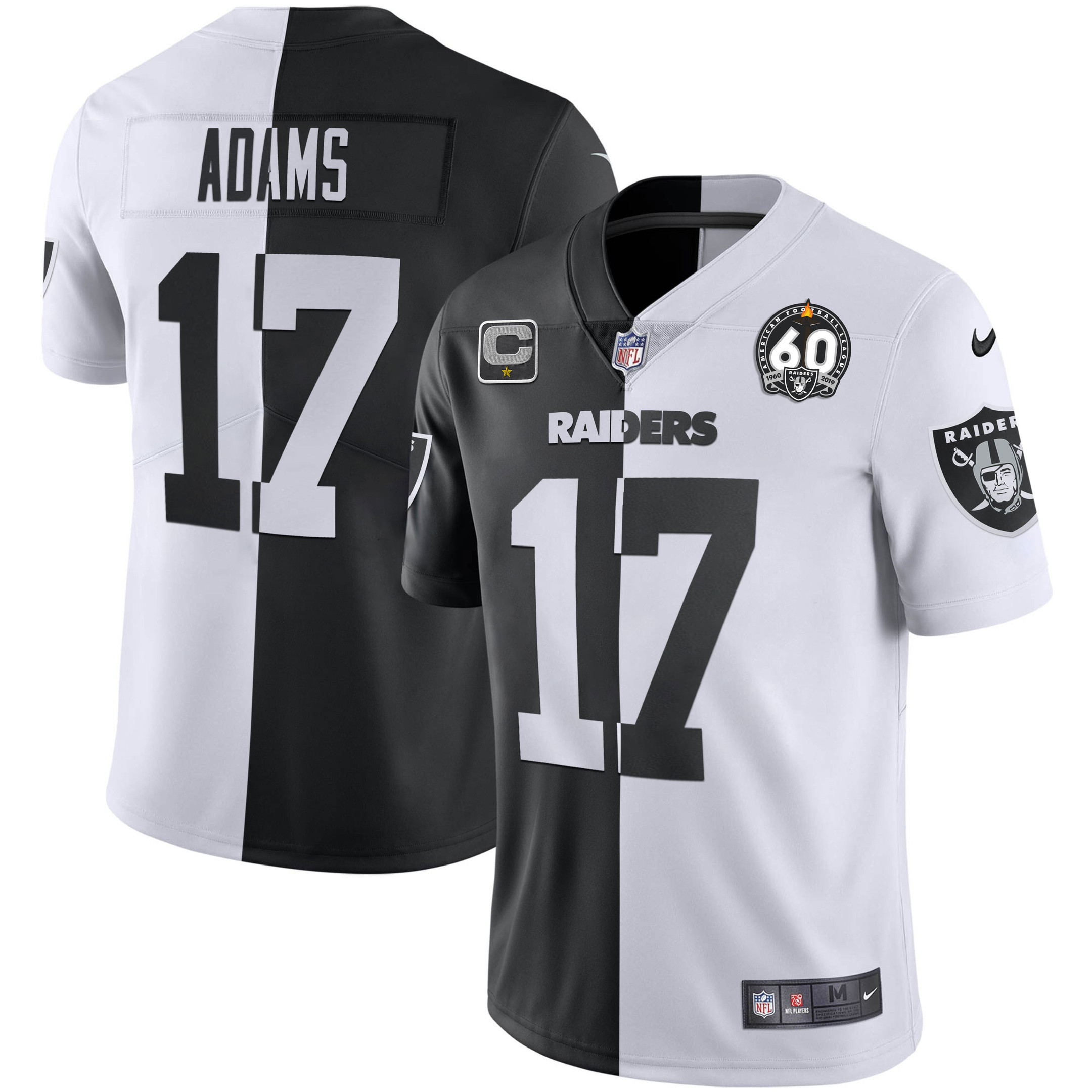 Davante Adams Men's Las Vegas Raiders 60th Season Patch Gold & Split Split Jersey - All Stitched 