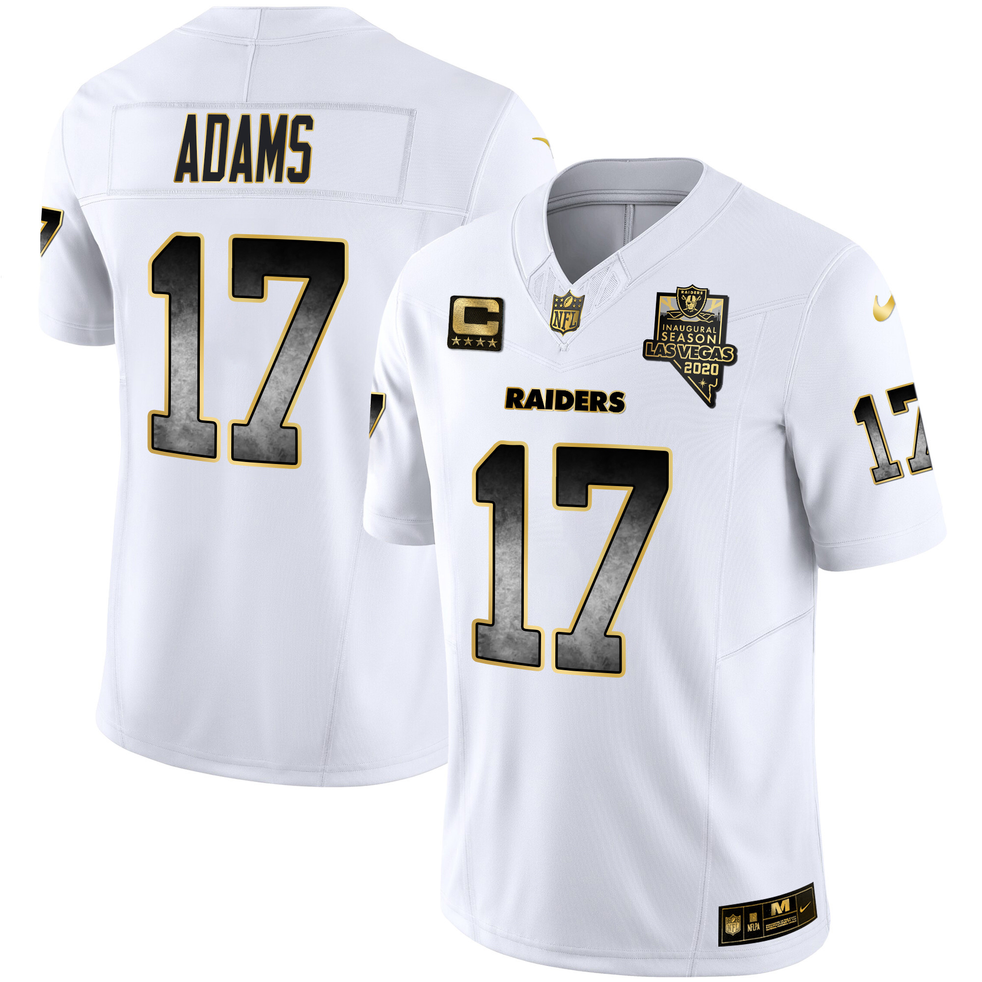 Davante Adams Men's Las Vegas Raiders Gold Arch Smoke Vapor White Gold Jersey - All Stitched 