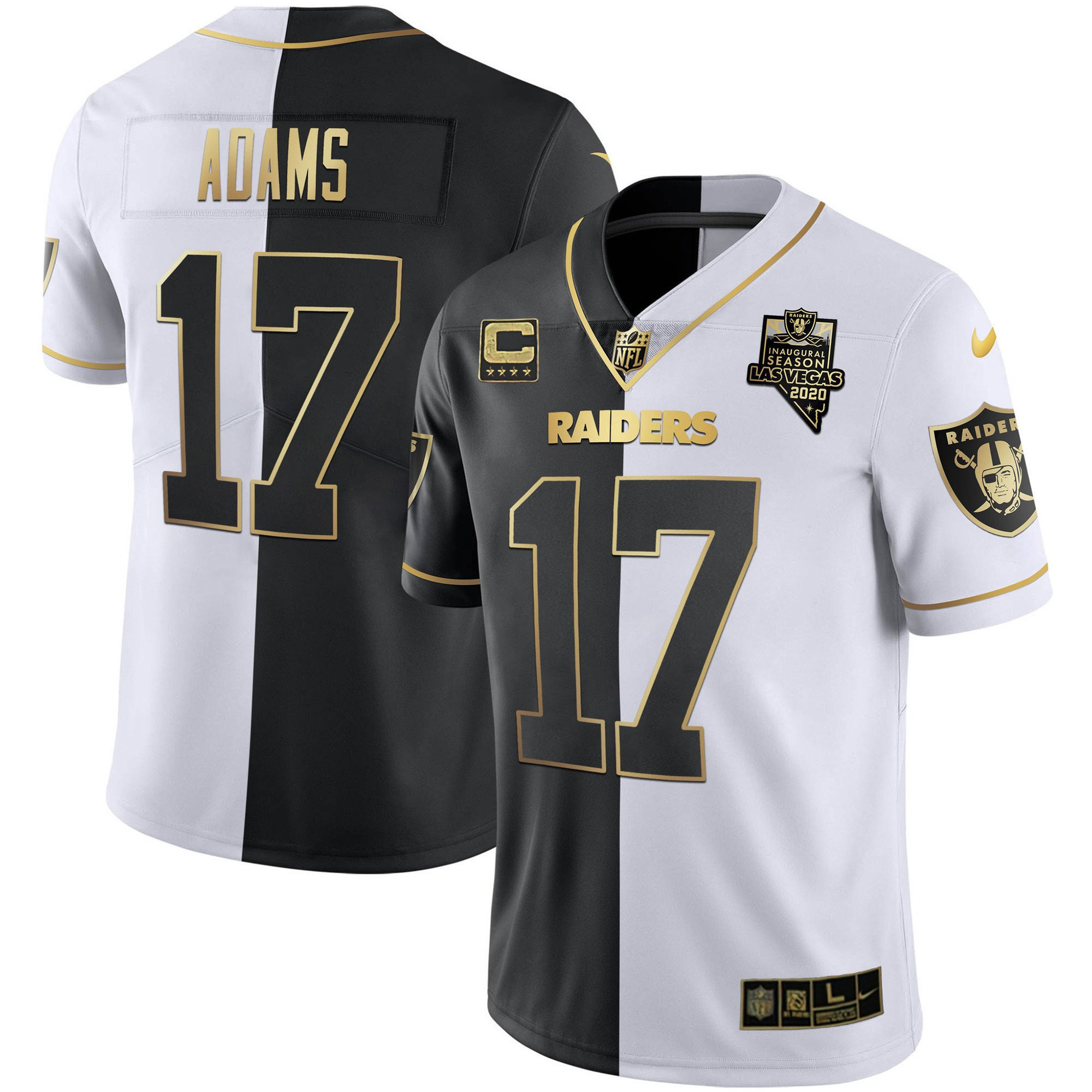 Davante Adams Men's Las Vegas Raiders Inaugural Season Patch Gold & Split Split Gold Jersey - All Stitched 