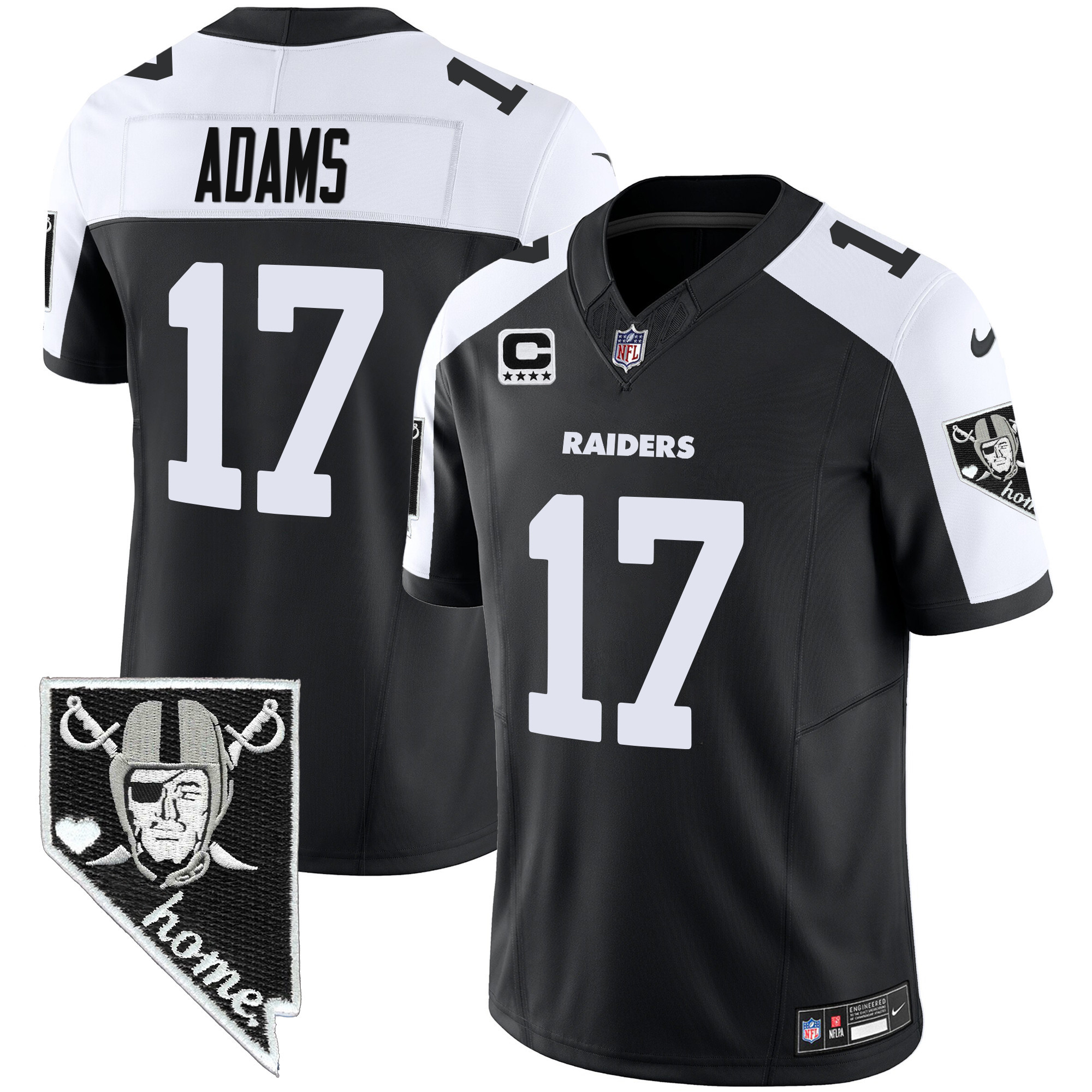 Davante Adams Men's Las Vegas Raiders Nevada Home Patch Vapor Black Alternate Jersey - All Stitched 