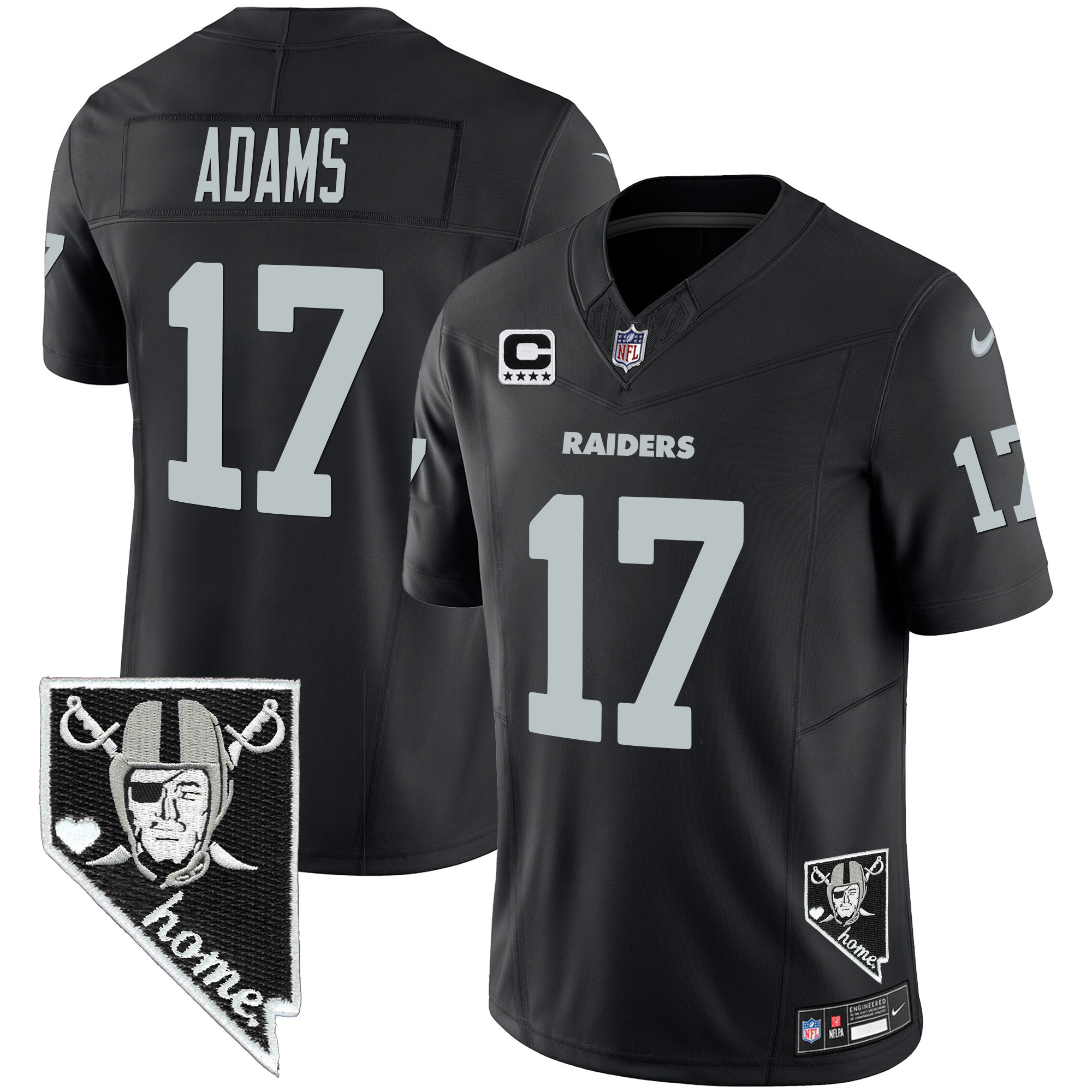 Davante Adams Men's Las Vegas Raiders Nevada Home Patch Vapor Black Jersey - All Stitched 