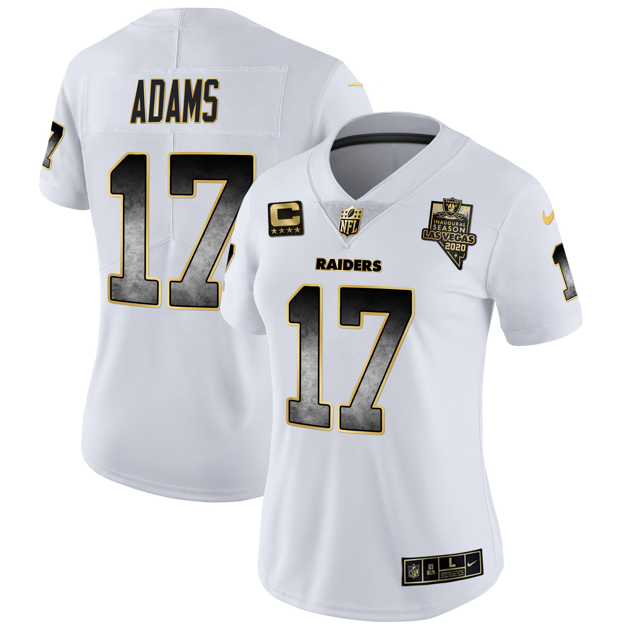 Davante Adams Women's Las Vegas Raiders Gold Arch Smoke Vapor White Gold Jersey - All Stitched 