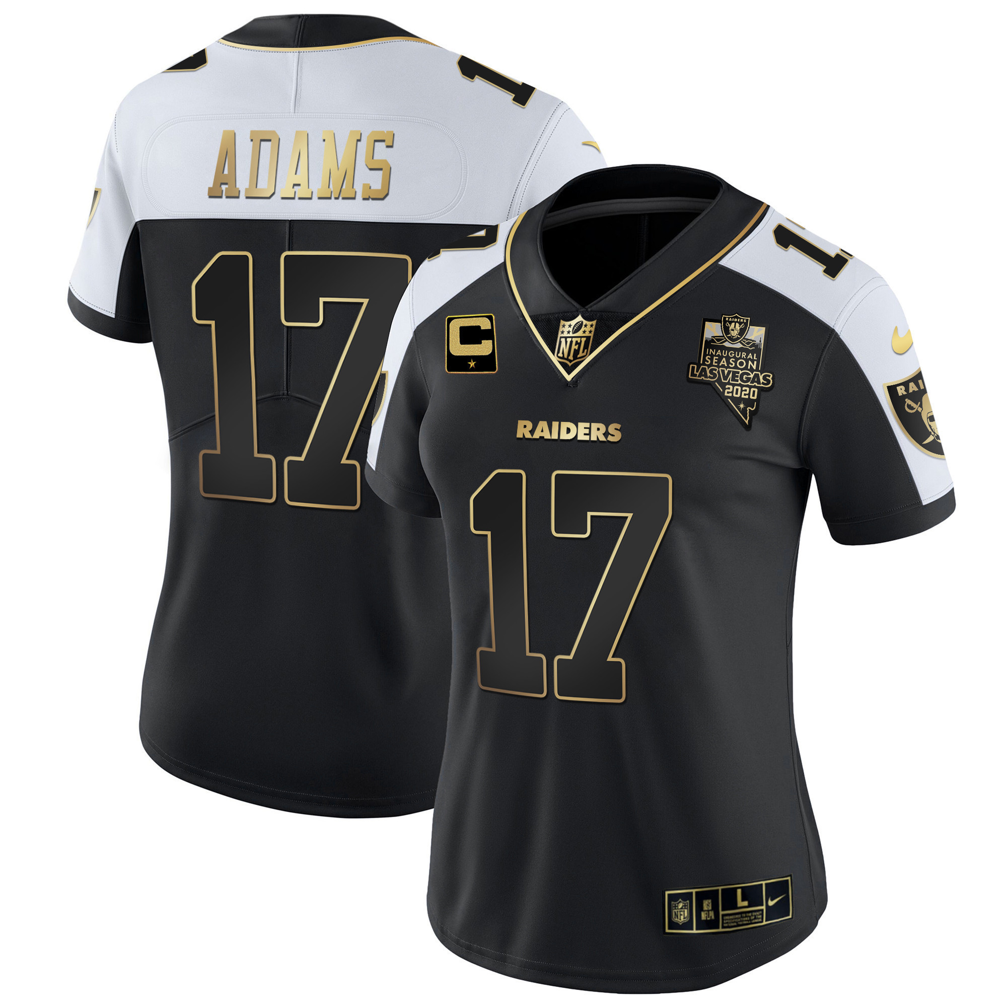 Davante Adams Women's Las Vegas Raiders Inaugural Season Patch Gold & Split Alternate Jersey - All Stitched 