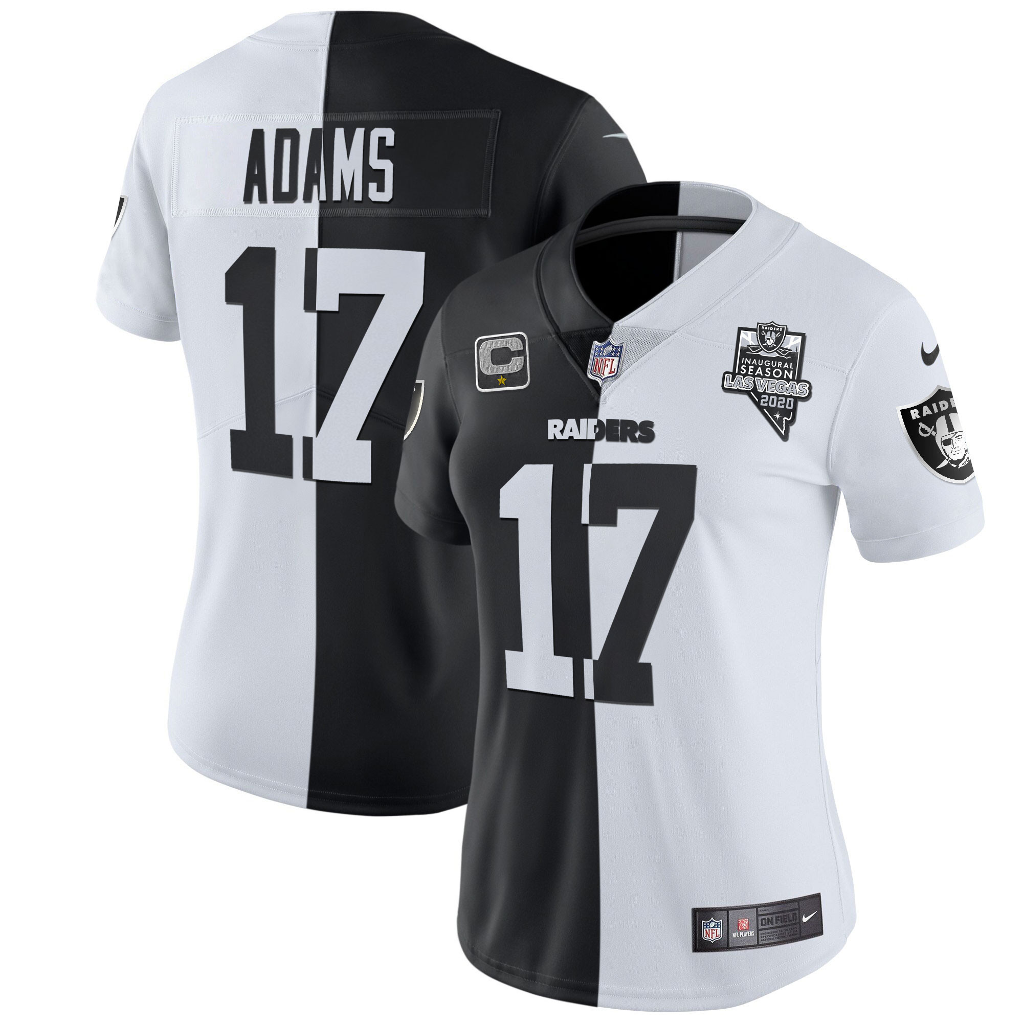 Davante Adams Women's Las Vegas Raiders Inaugural Season Patch Gold & Split Split Jersey - All Stitched 