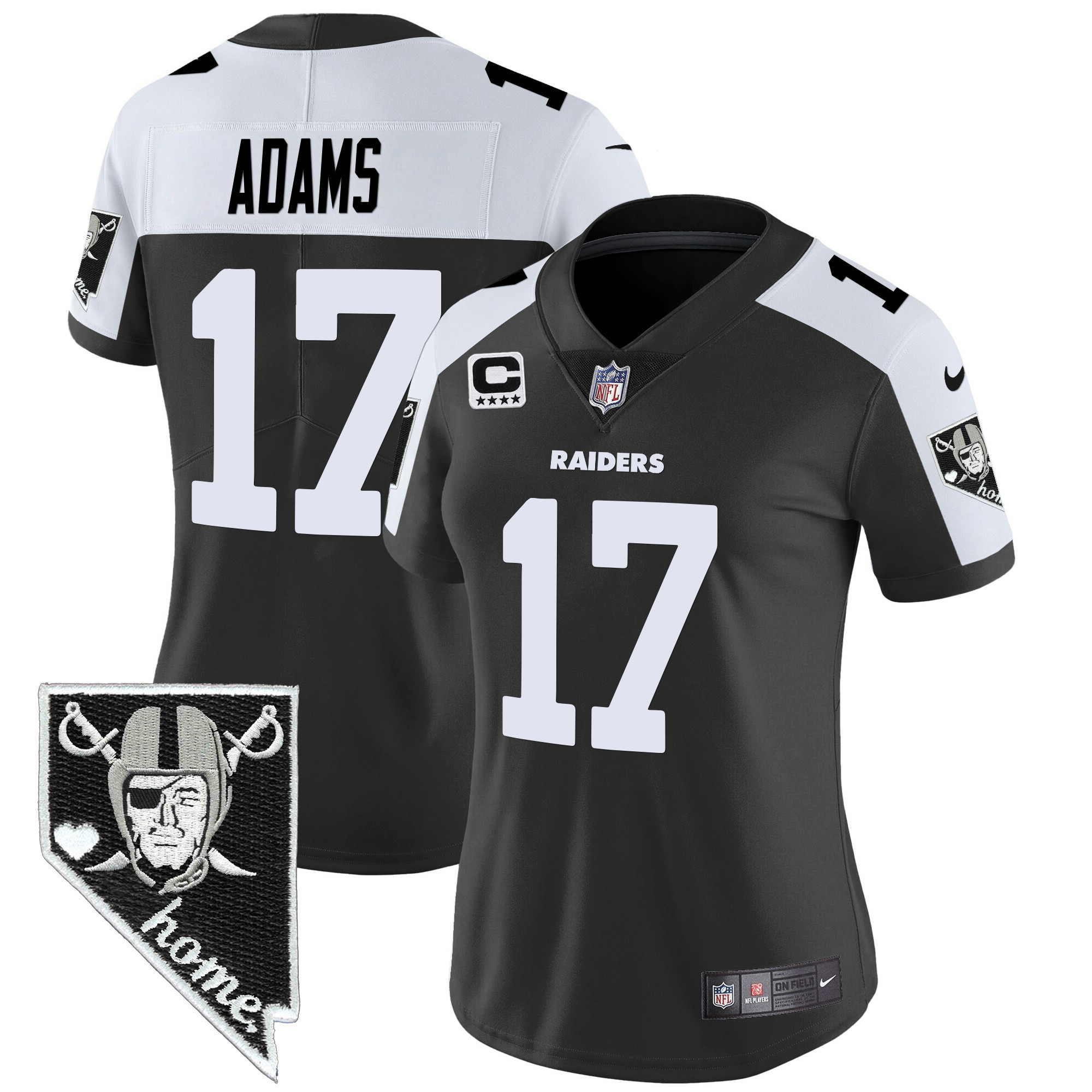 Davante Adams Women's Las Vegas Raiders Nevada Home Patch Vapor Black Alternate Jersey - All Stitched 