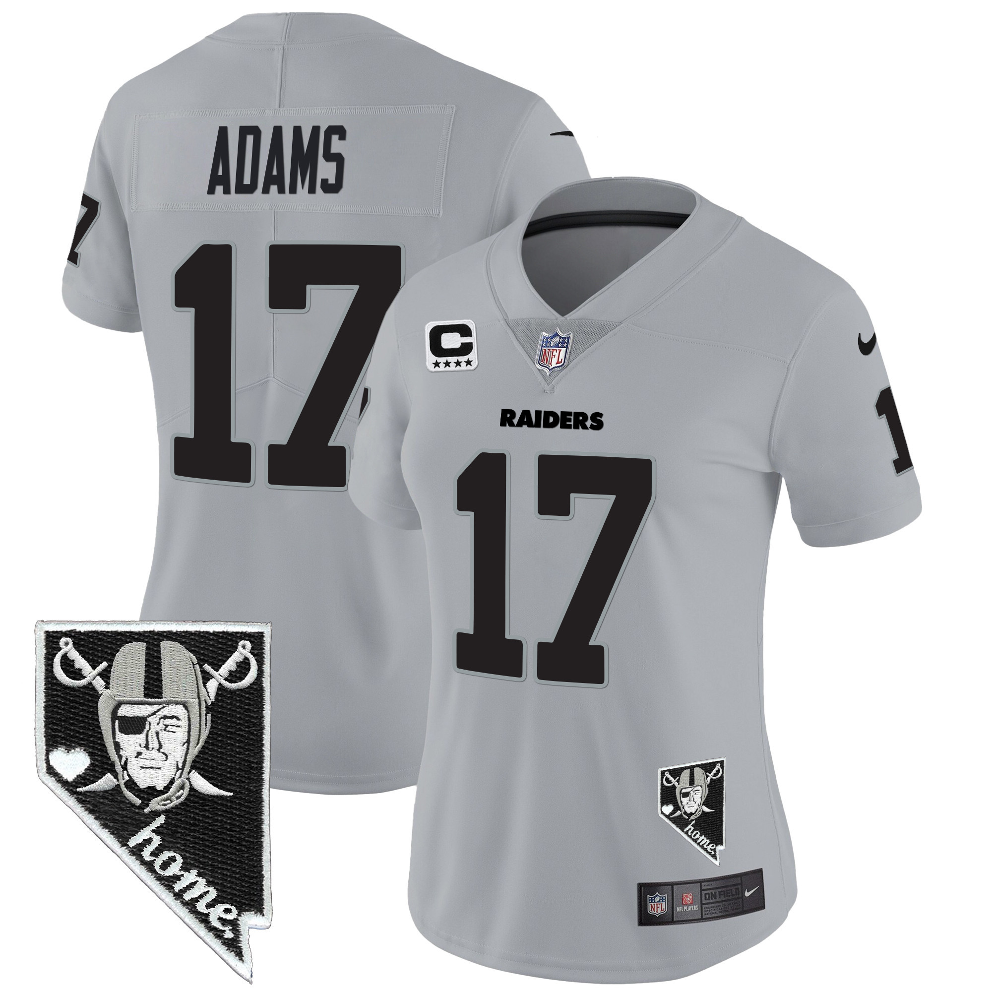 Davante Adams Women's Las Vegas Raiders Nevada Home Patch Vapor Gray Jersey - All Stitched 