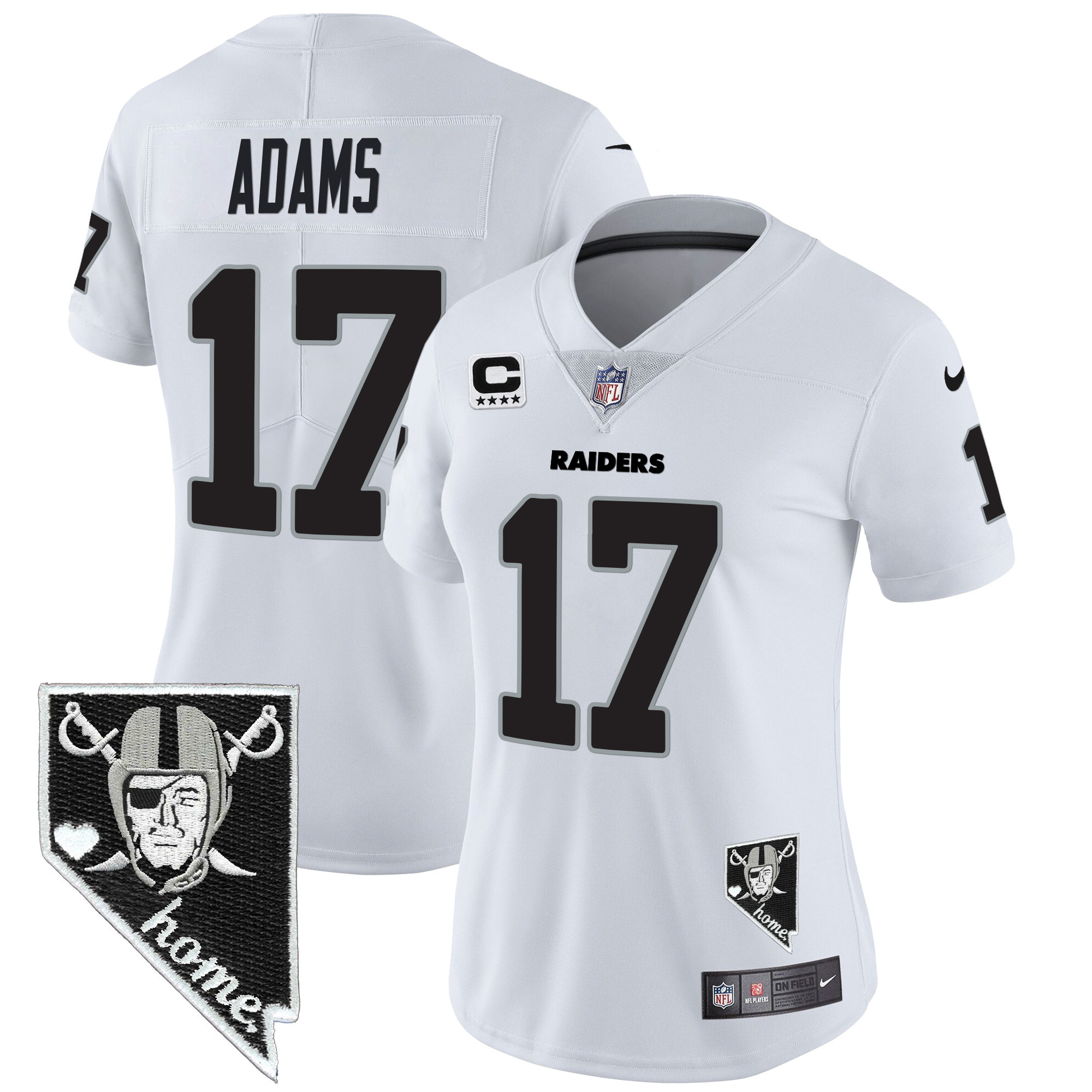 Davante Adams Women's Las Vegas Raiders Nevada Home Patch Vapor White Jersey - All Stitched 