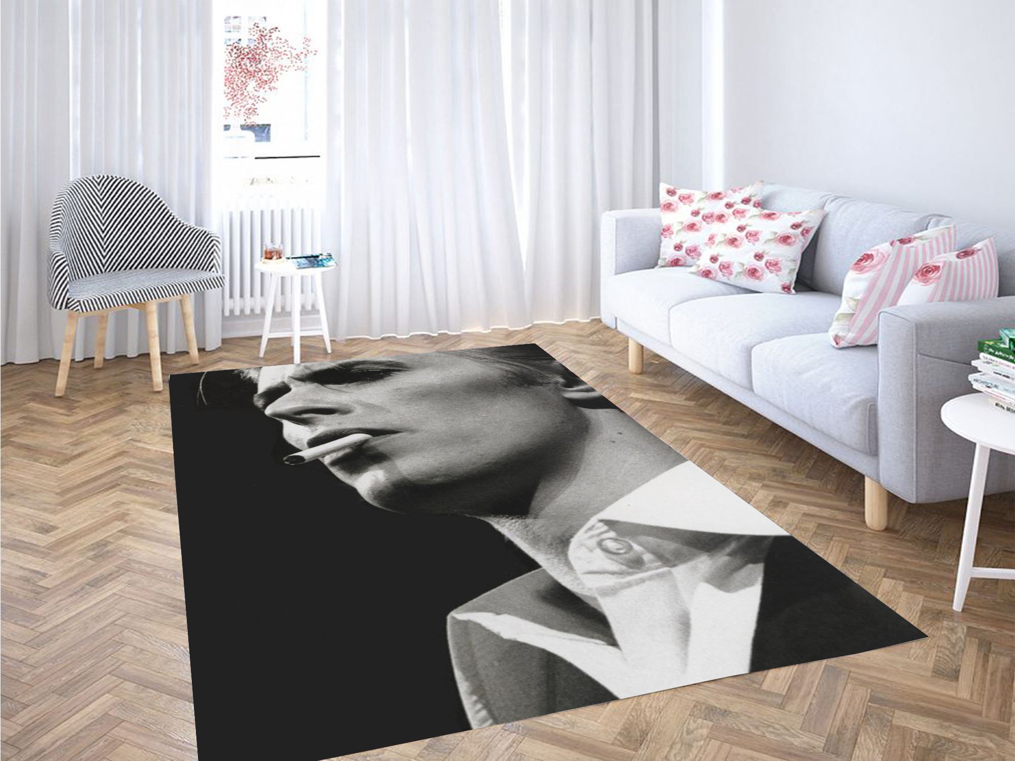 David Bowie With Cigarette Carpet Rectangle Rug