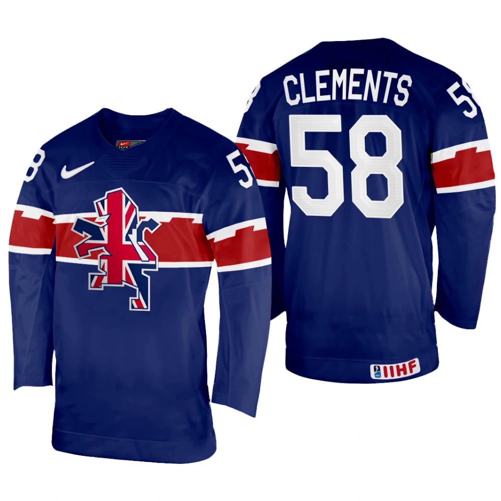 David Clements Great Britain Navy Away Jersey 2022 IIHF World Championship