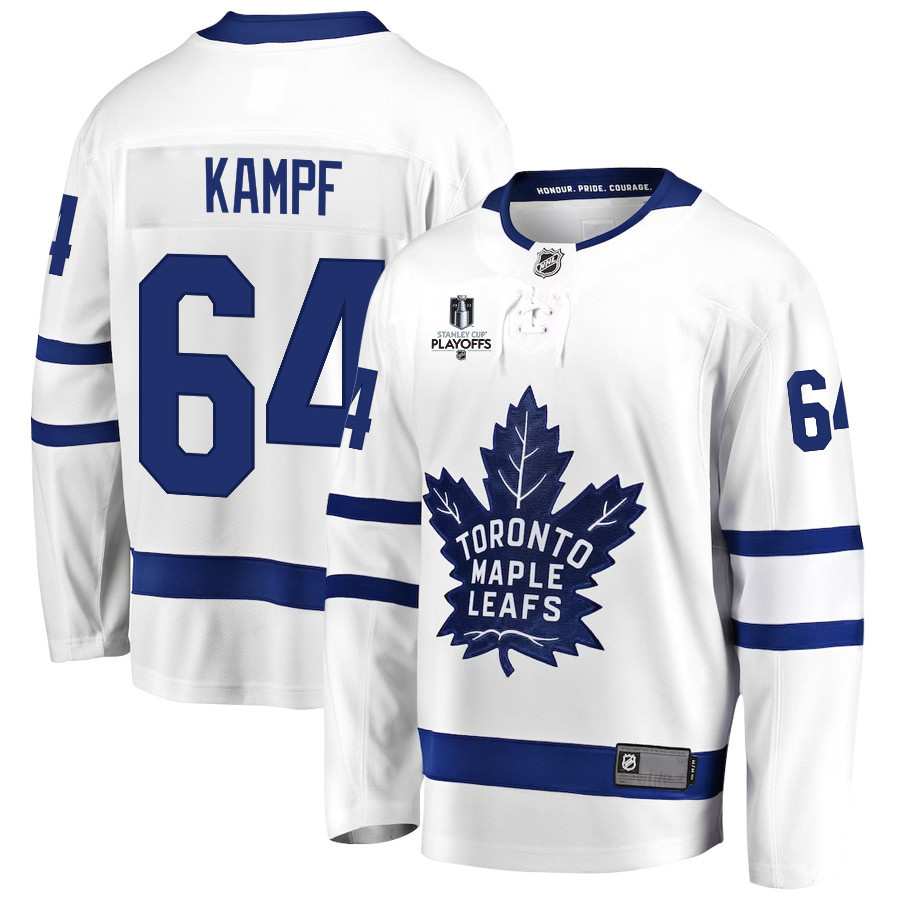 David Kampf 64 Toronto Maple Leafs Stanley Cup 2023 Playoffs Patch Away Breakaway Men Stitched Jersey – White