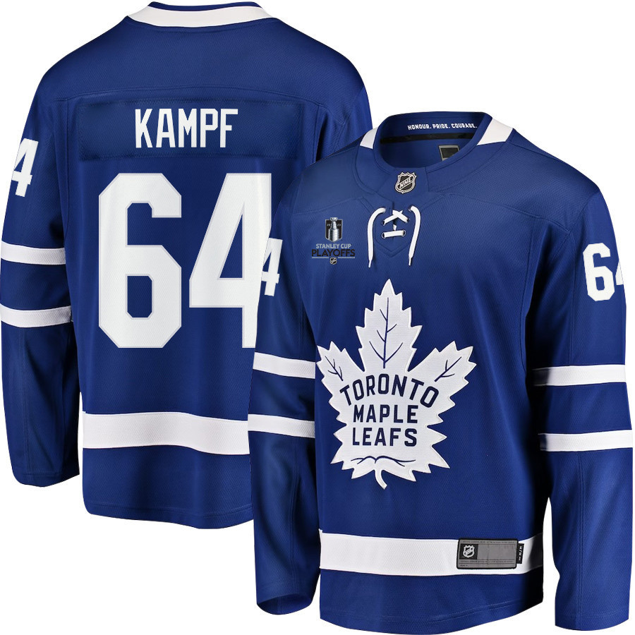 David Kampf 64 Toronto Maple Leafs Stanley Cup 2023 Playoffs Patch Home Breakaway Men Stitched Jersey – Blue