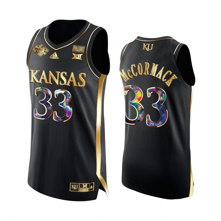 David McCormack Kansas Jayhawks 2022 NCAA National Championship #33 Jersey Black Golden Diamond Edition