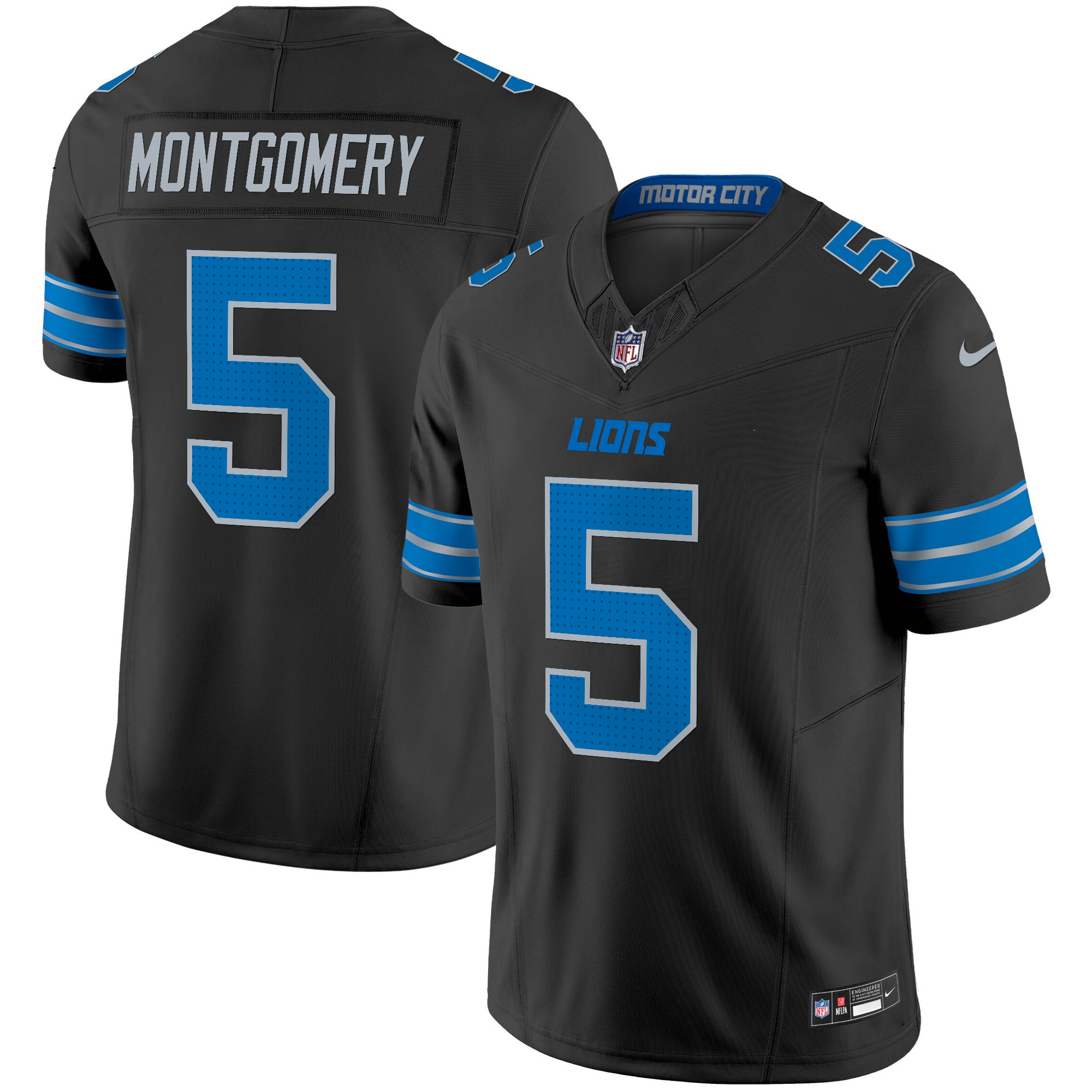 David Montgomery Men's Detroit Lions 2024 Vapor Limited Black Jersey - All Stitched 
