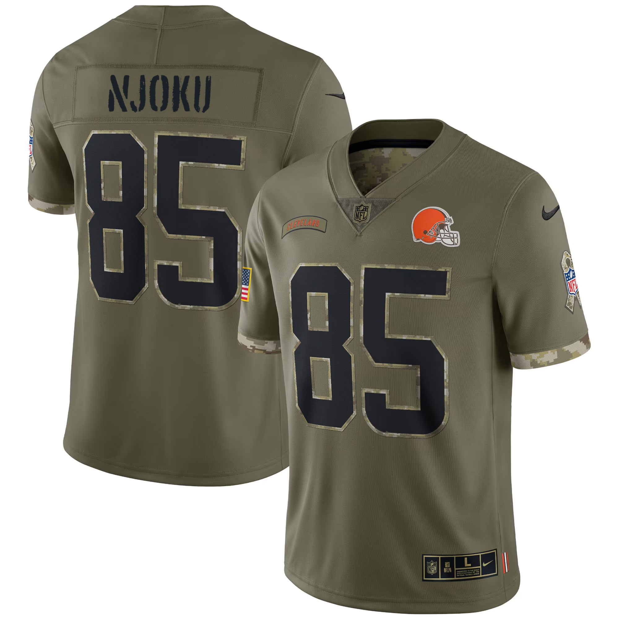David Njoku Men's Cleveland Browns 2022 Salute To Service Limited Jersey - All Stitched
